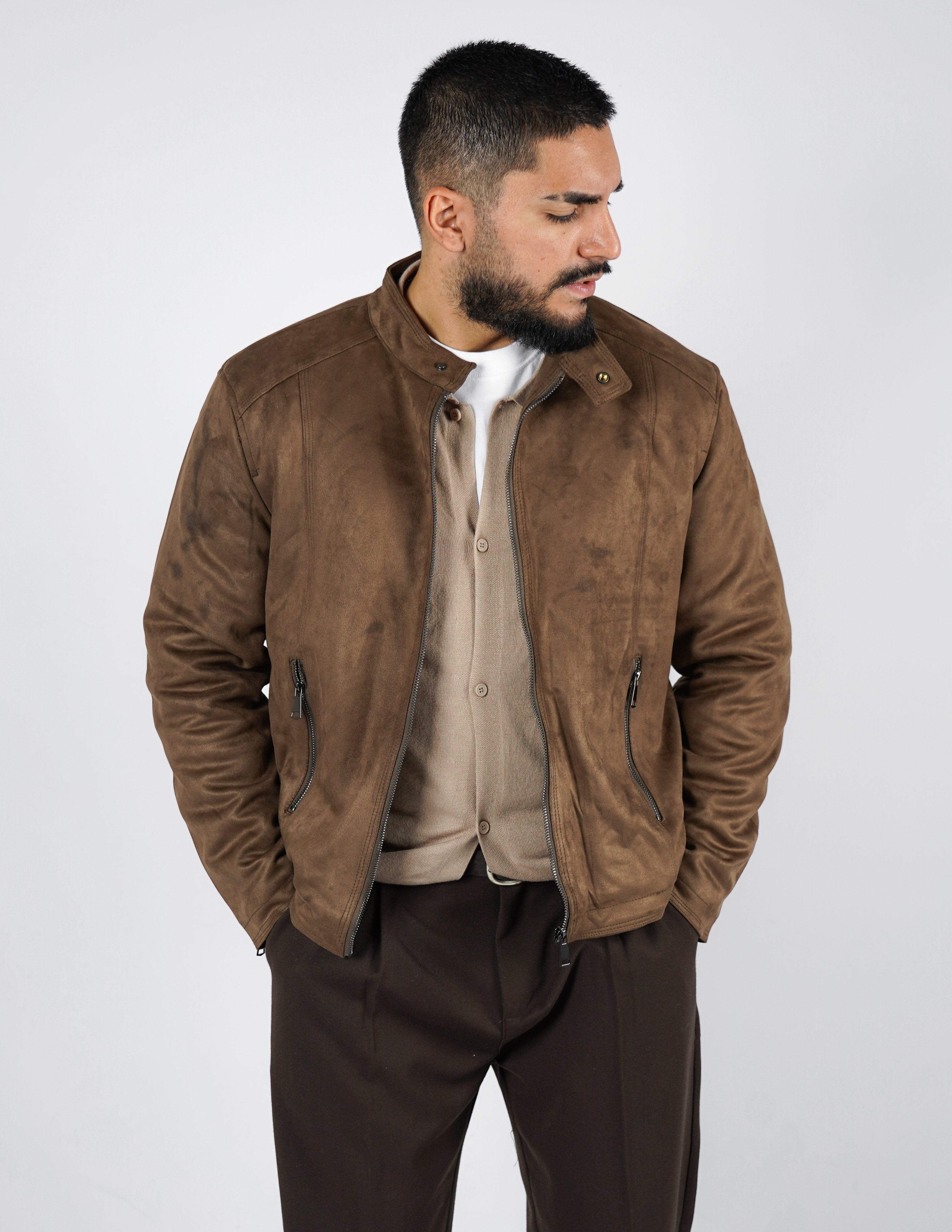 Giubbino in camoscio imbottito