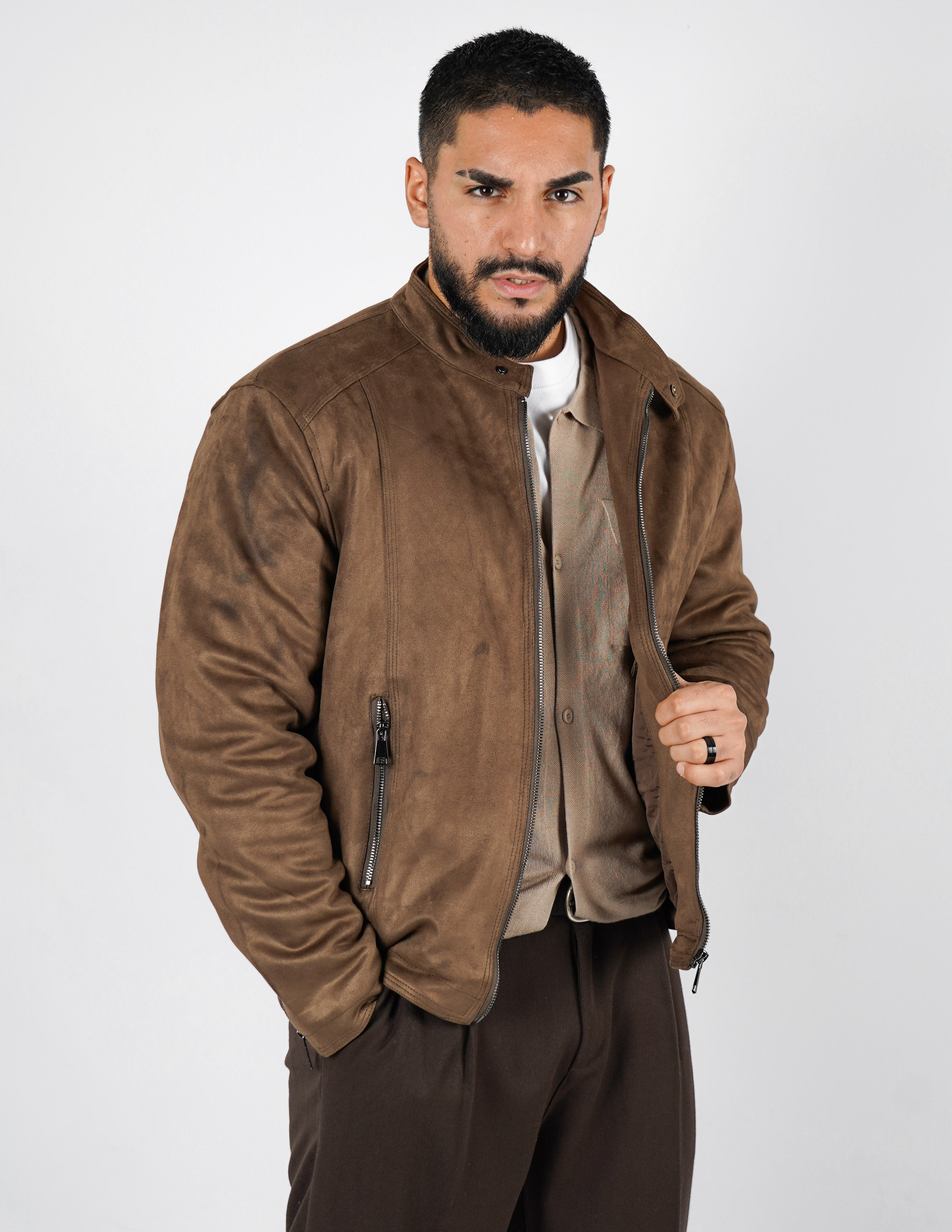 Giubbino in camoscio imbottito