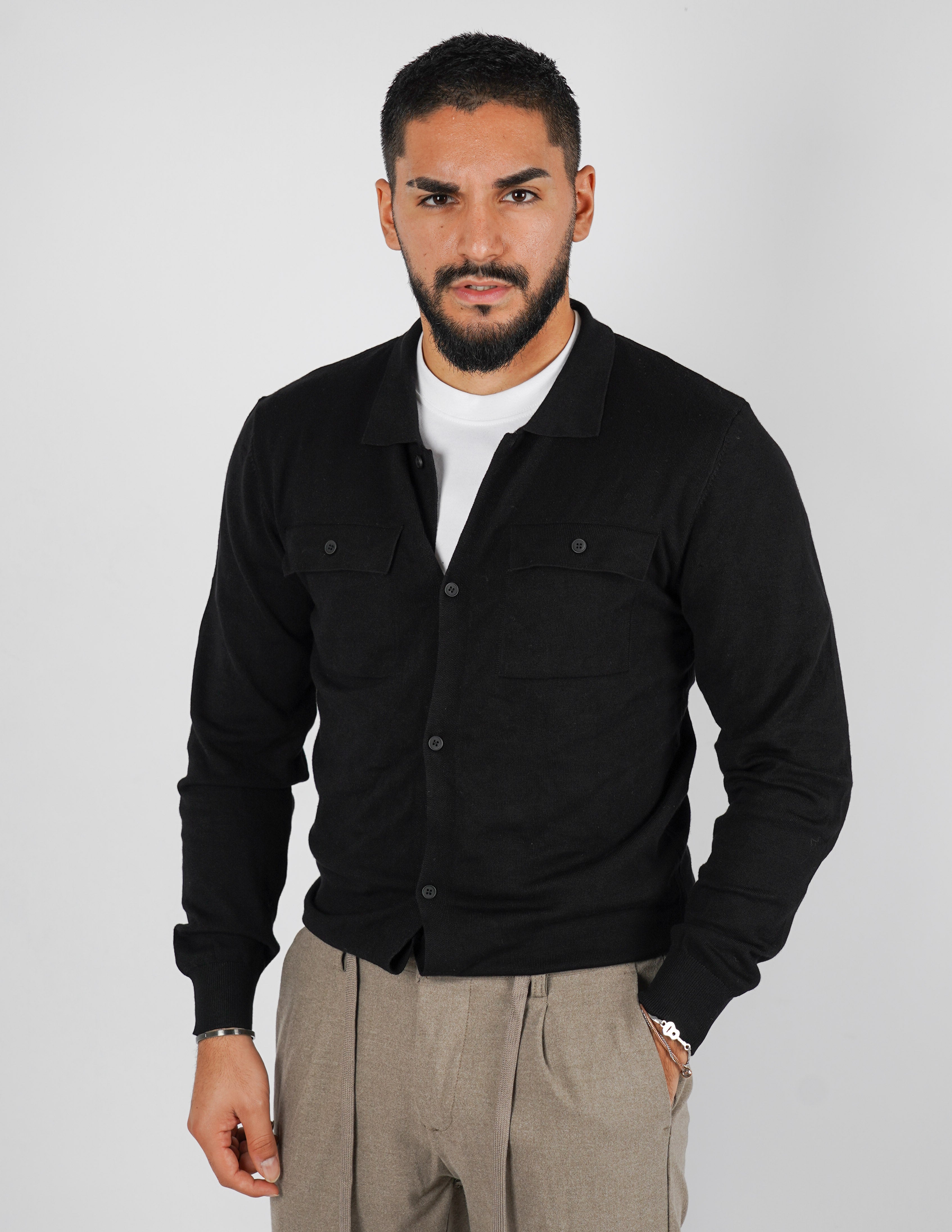 cardigan rasato con collo