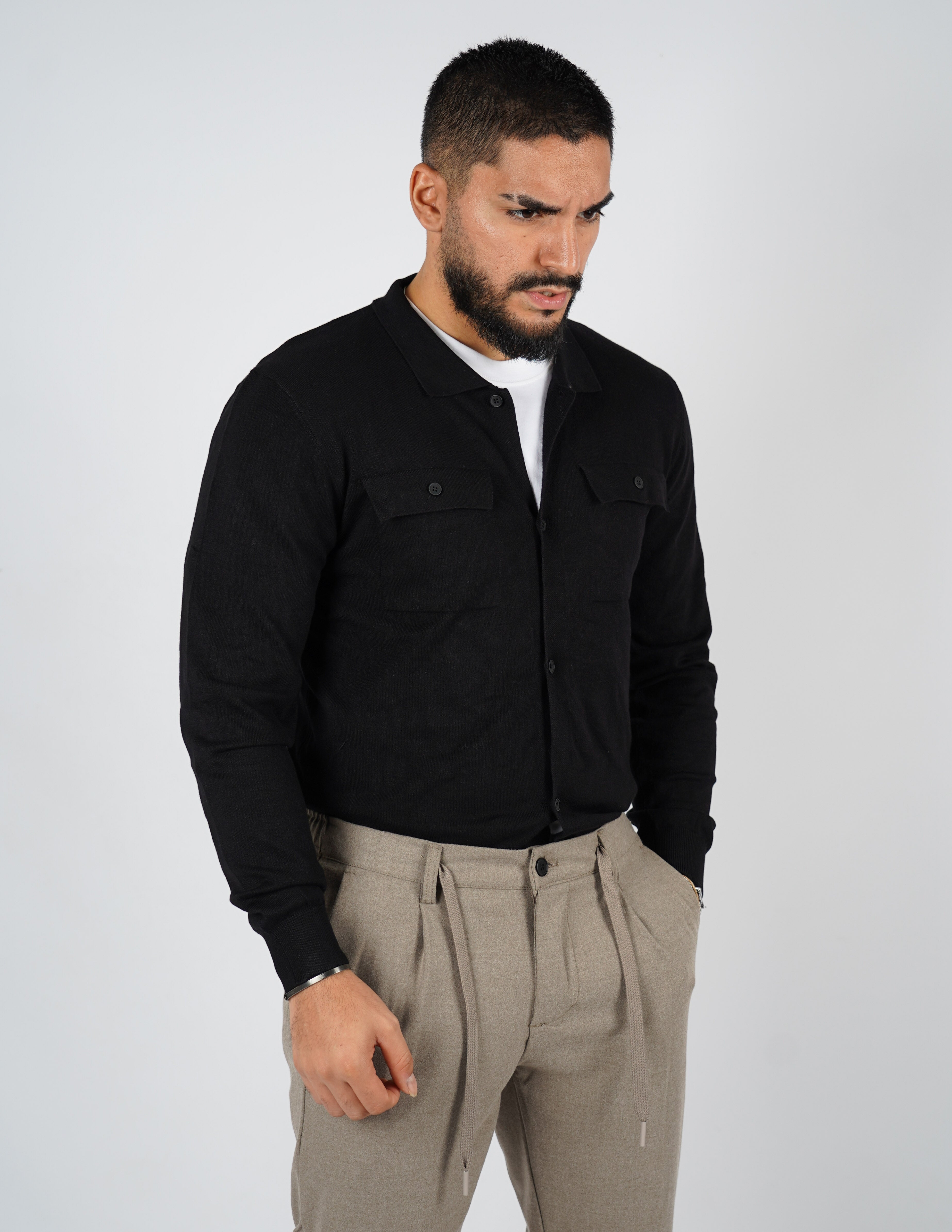 cardigan rasato con collo