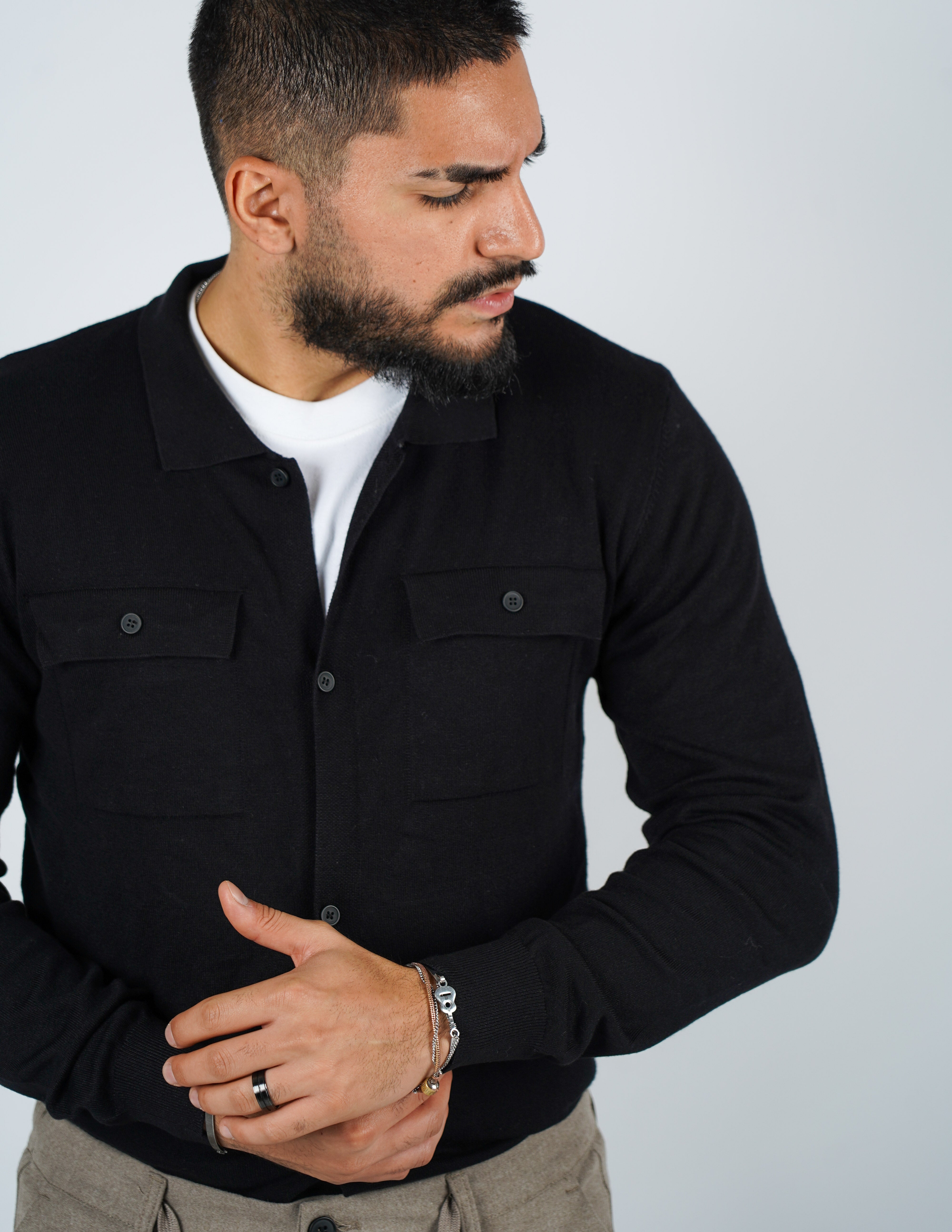 cardigan rasato con collo