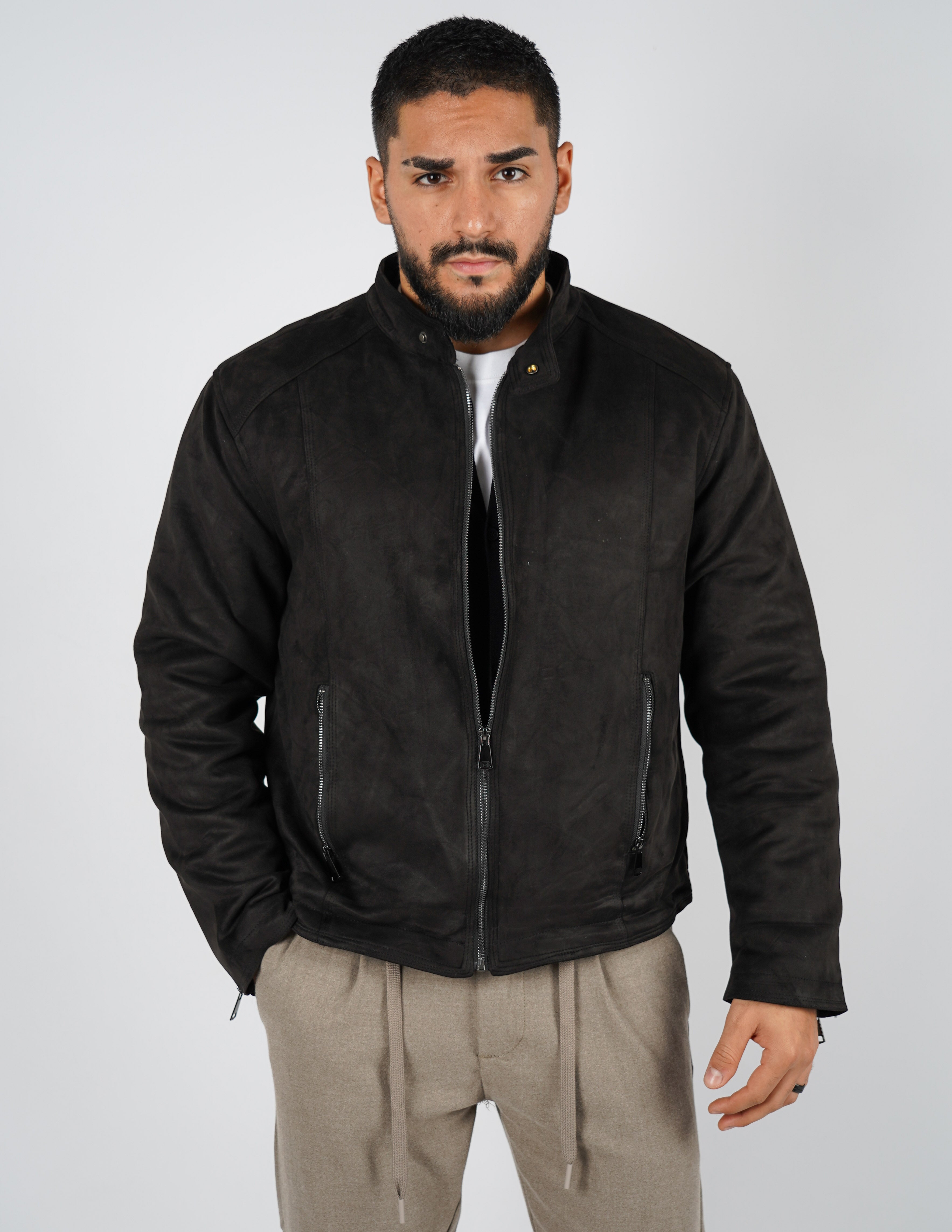 Giubbino in camoscio imbottito