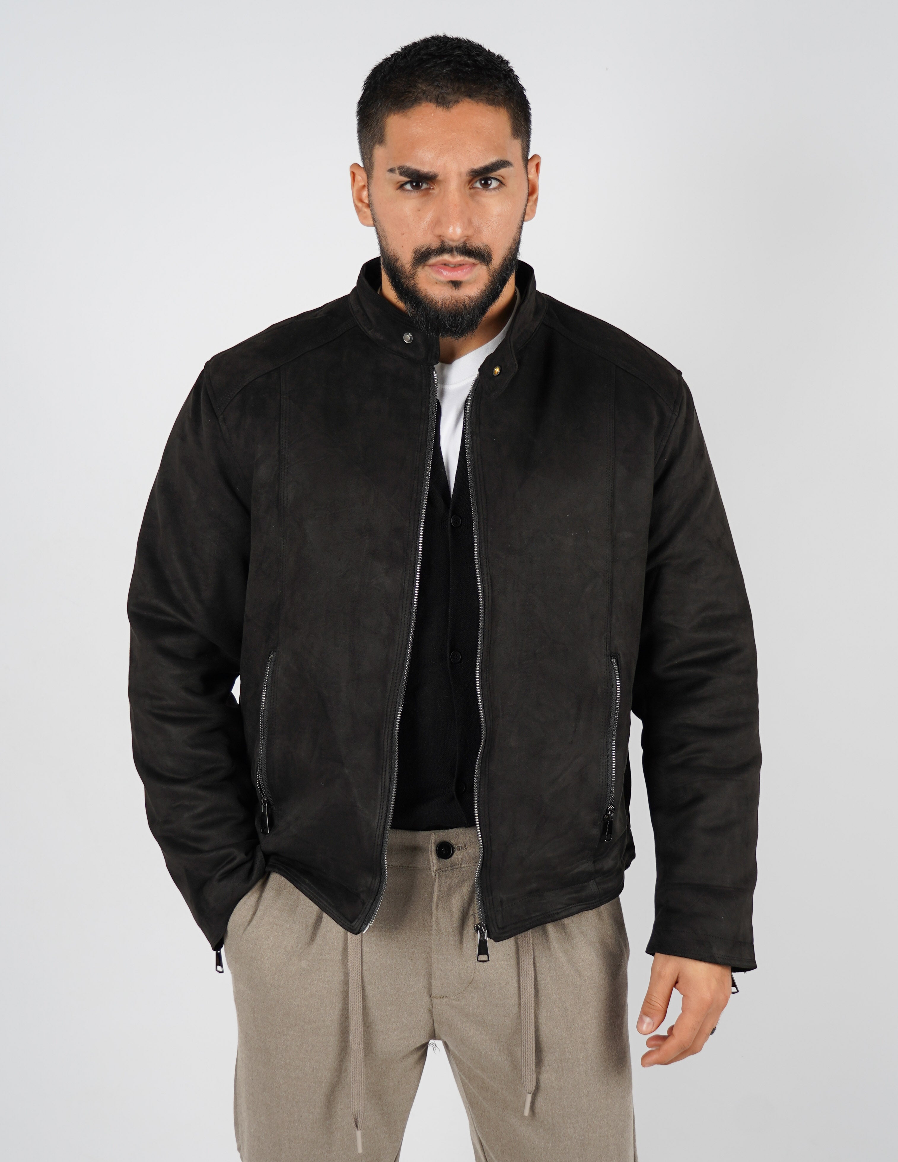 Giubbino in camoscio imbottito