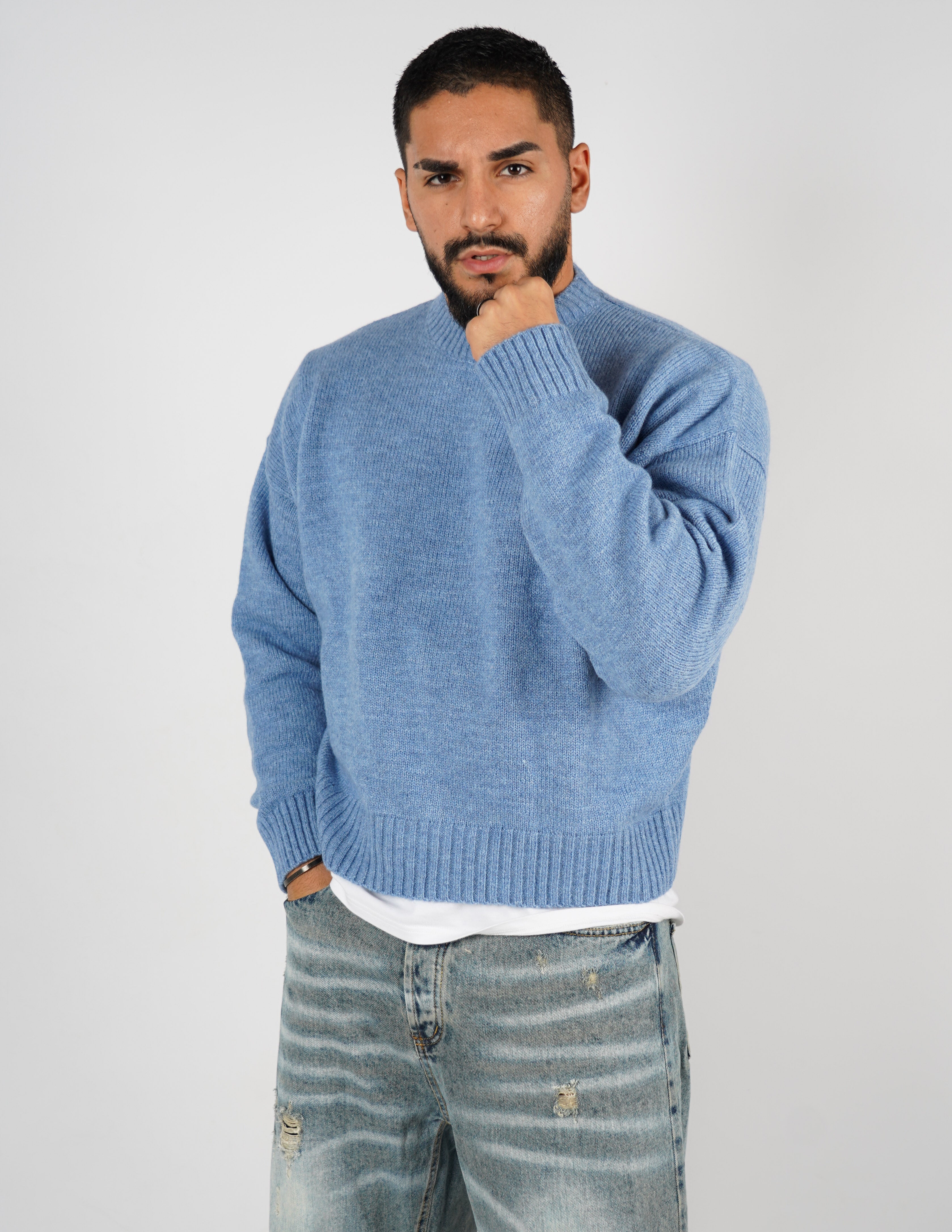 Maglione crop in lana