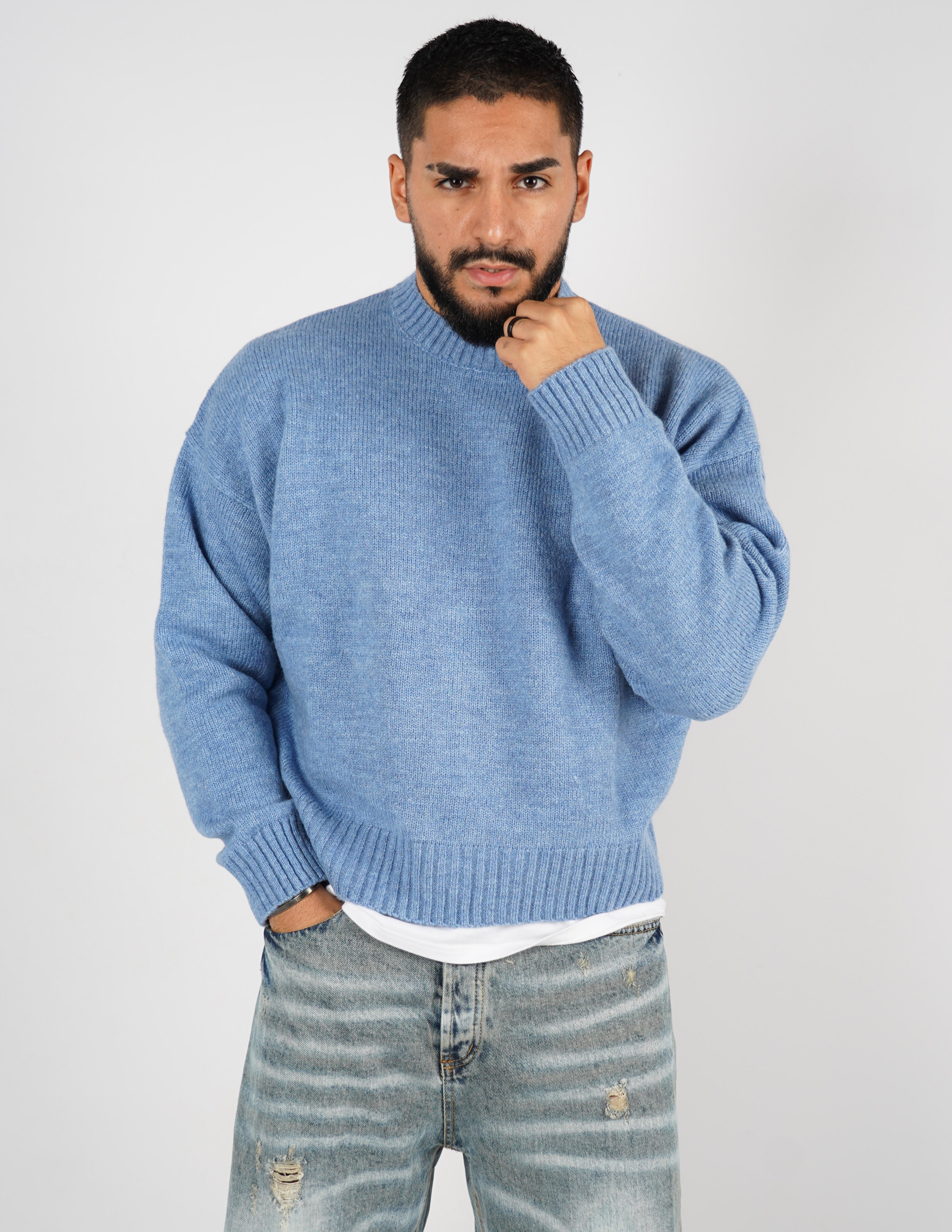 Maglione crop in lana