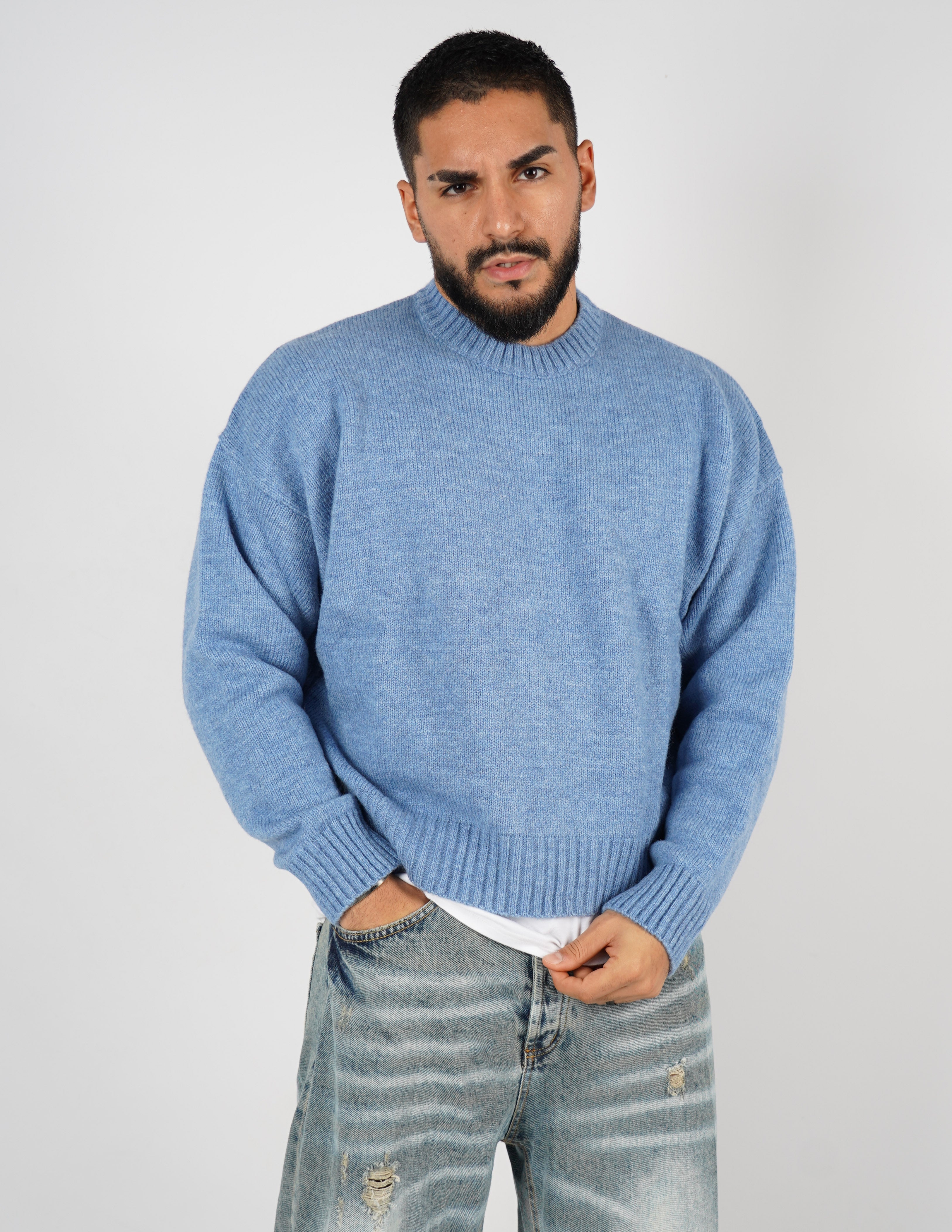 Maglione crop in lana