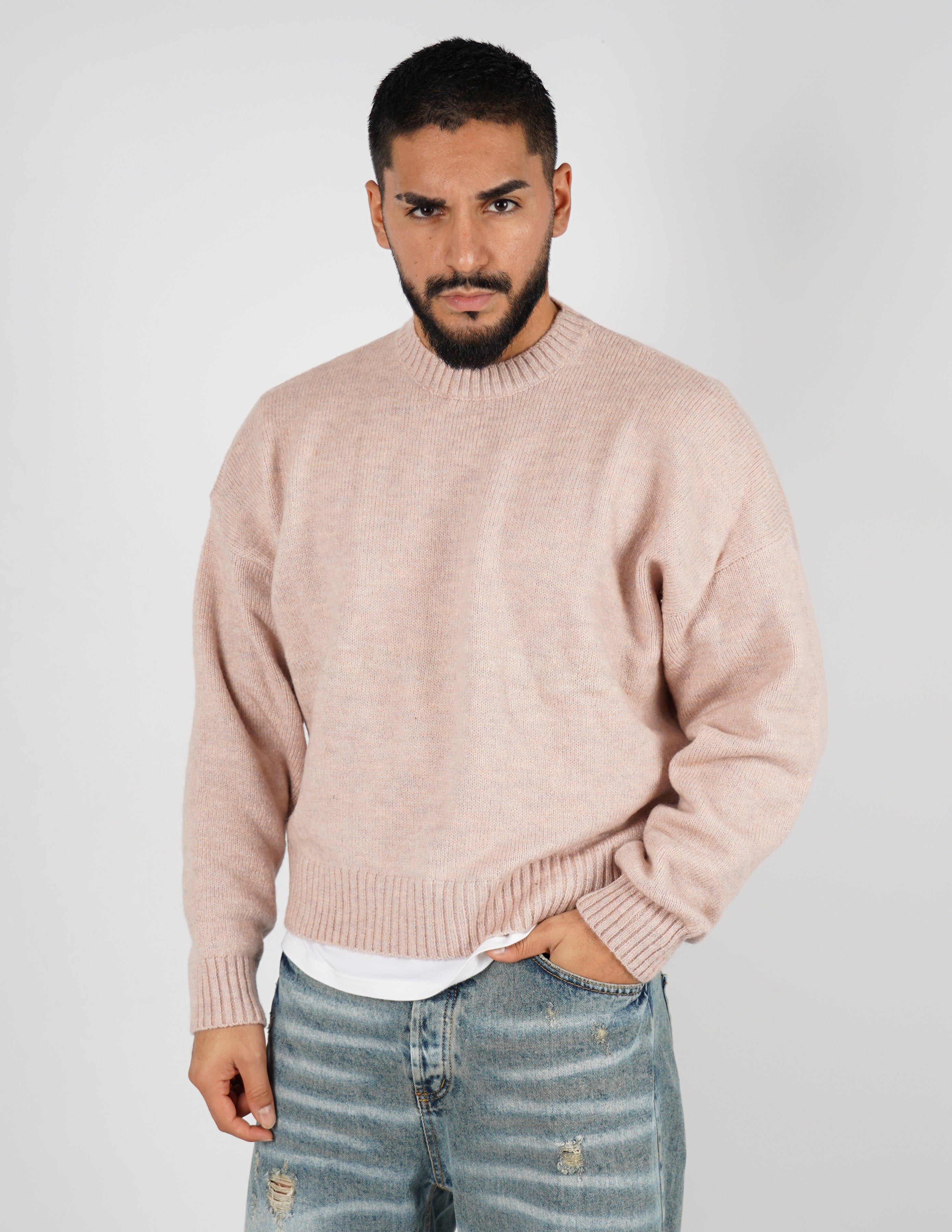 Maglione crop in lana