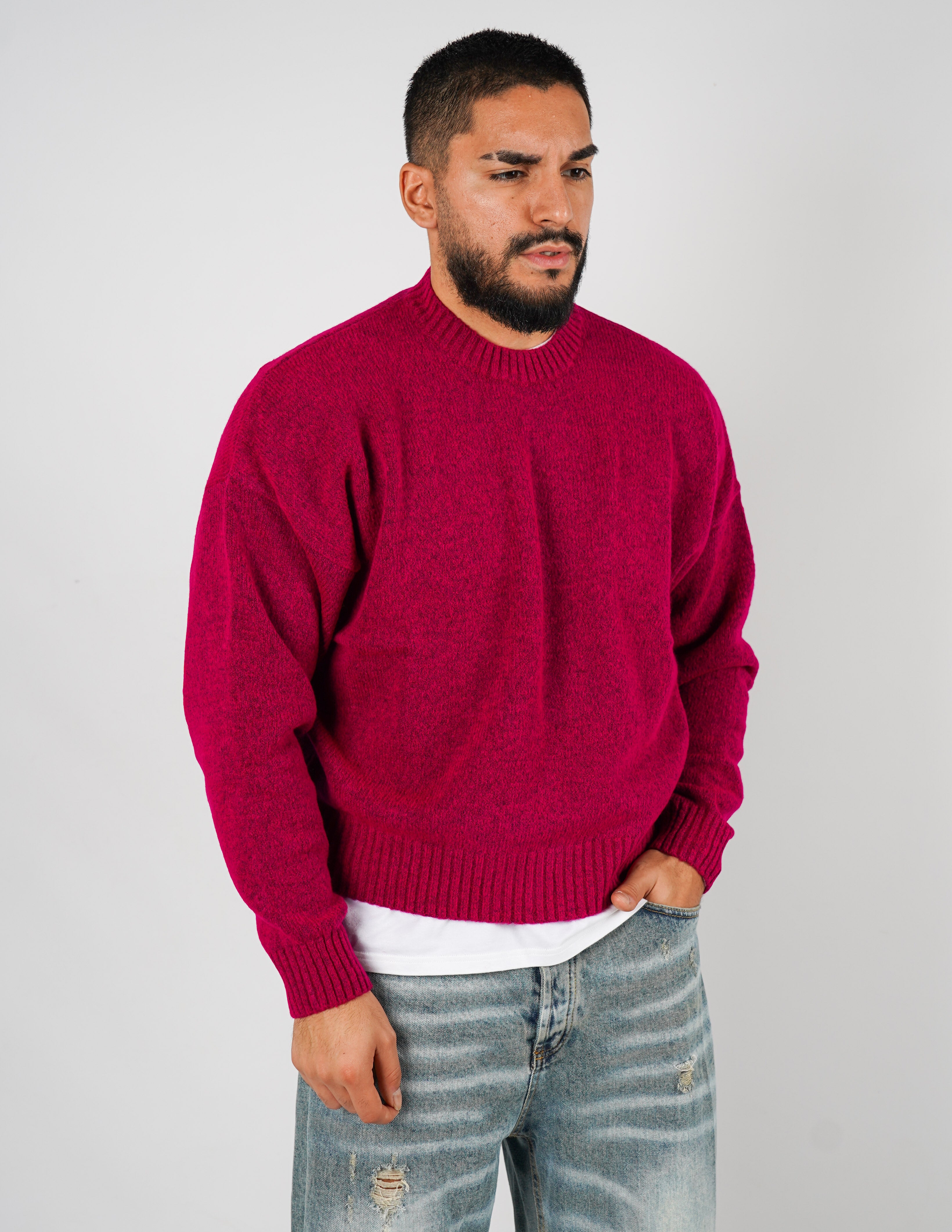 Maglione crop in lana