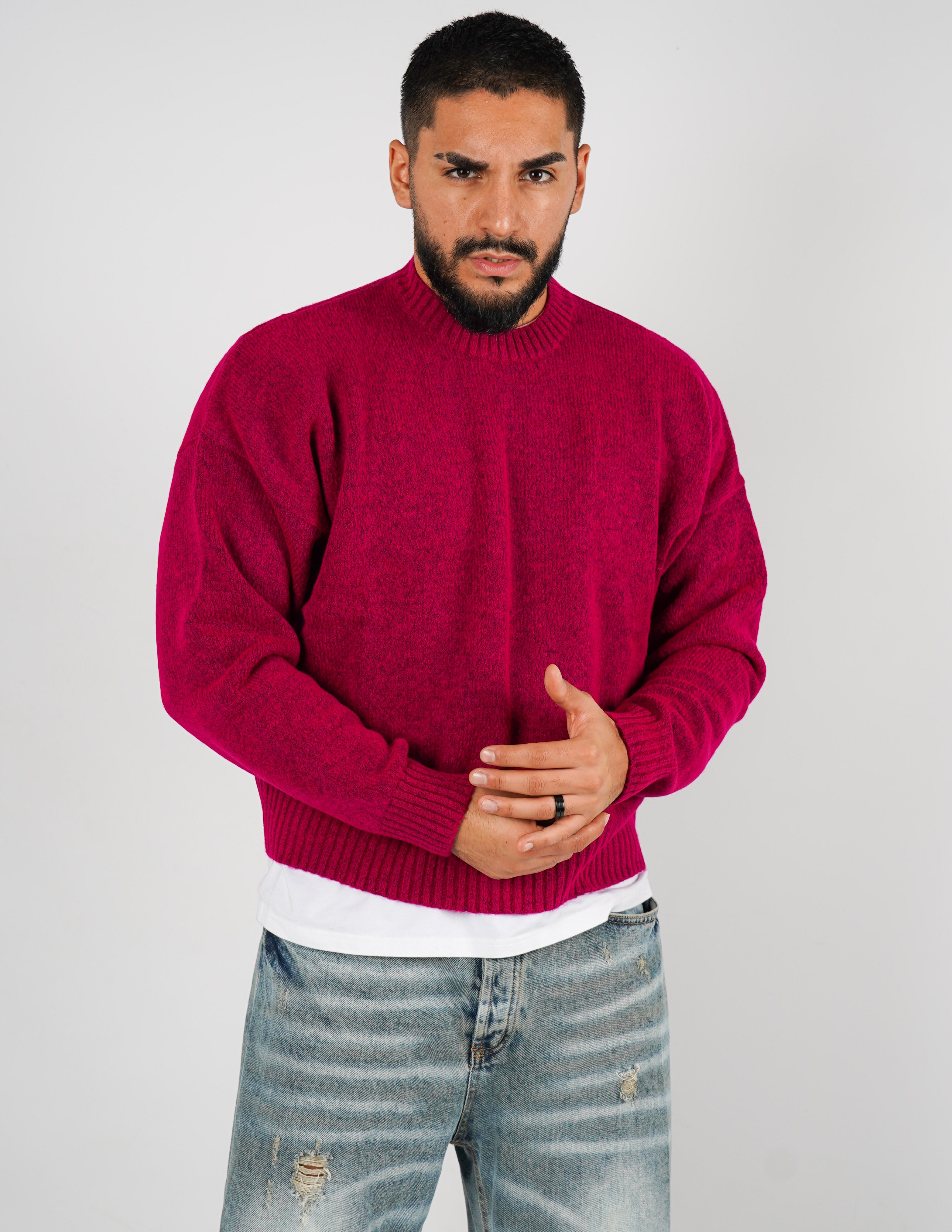 Maglione crop in lana