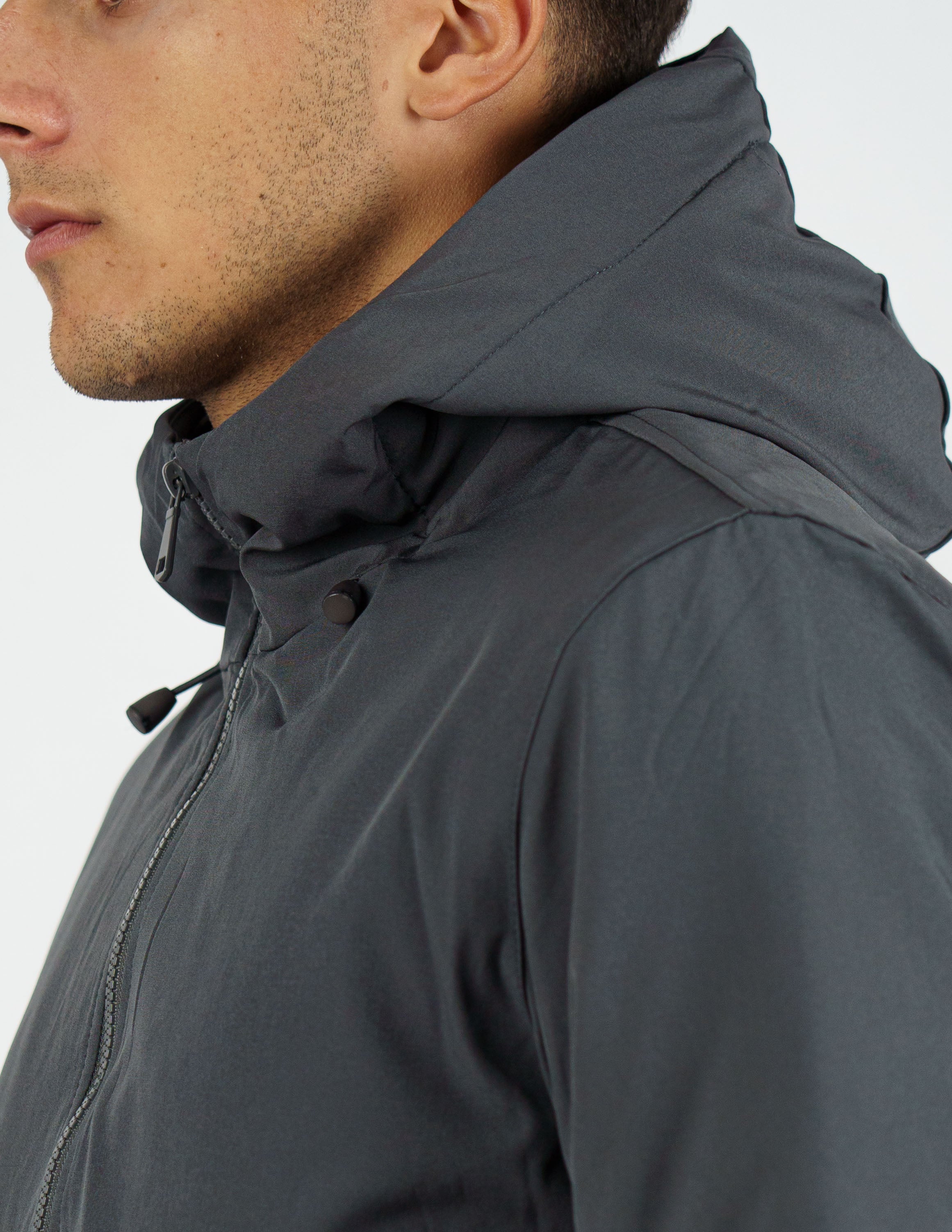 giubbino uomo tessuto tecnico con cappuccio