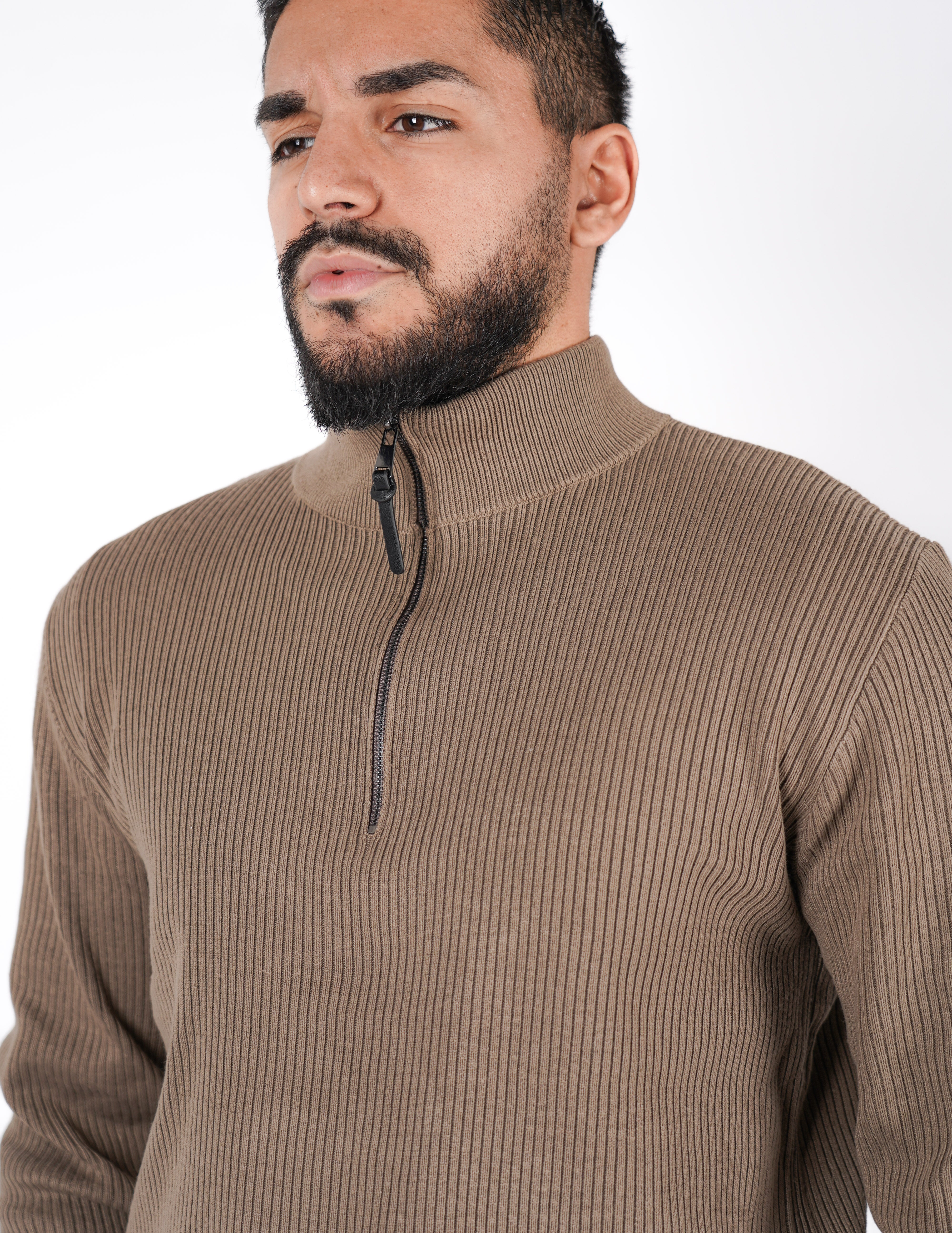 MAGLIONE A COSTE CON MEZZA ZIP