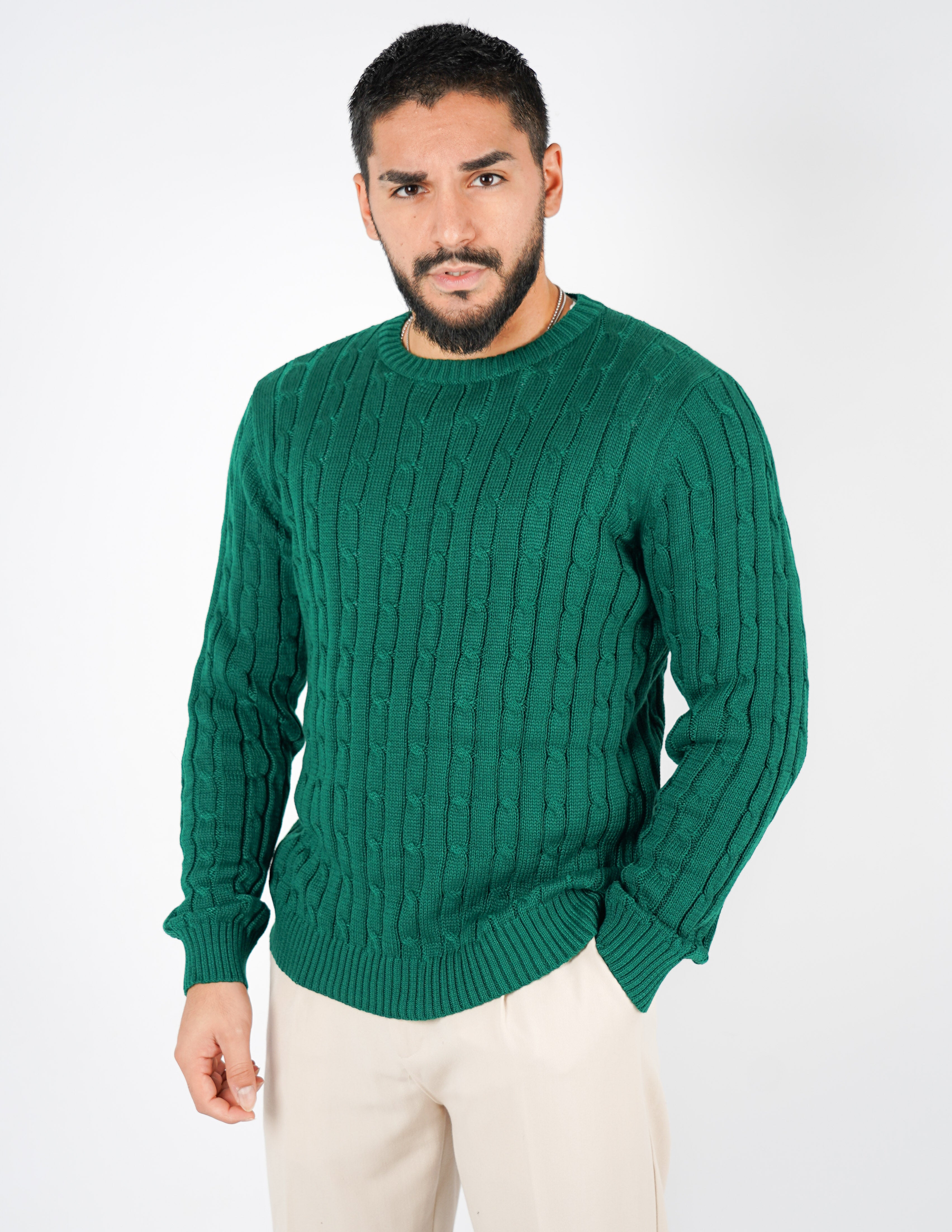 maglione girocollo basic treccia