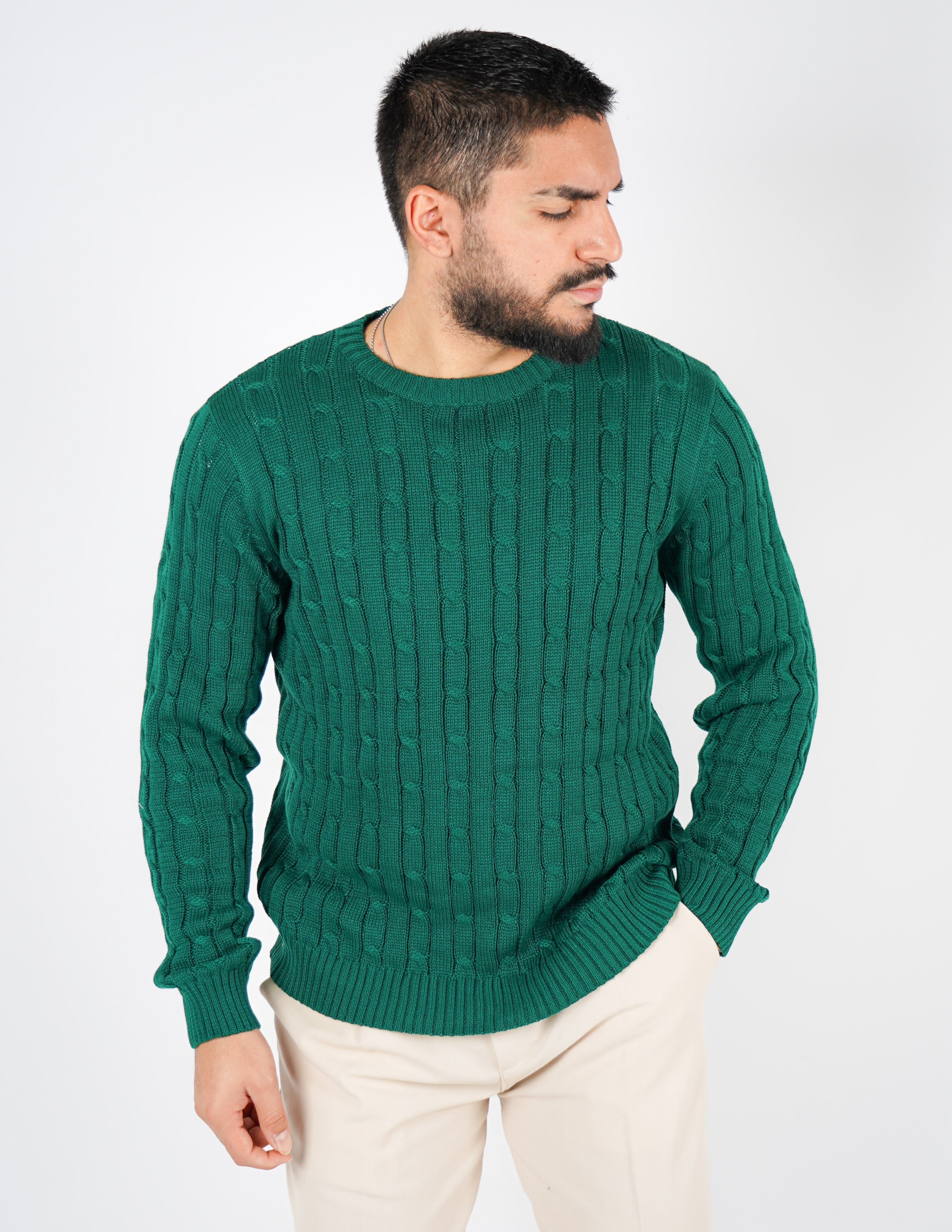 maglione girocollo basic treccia