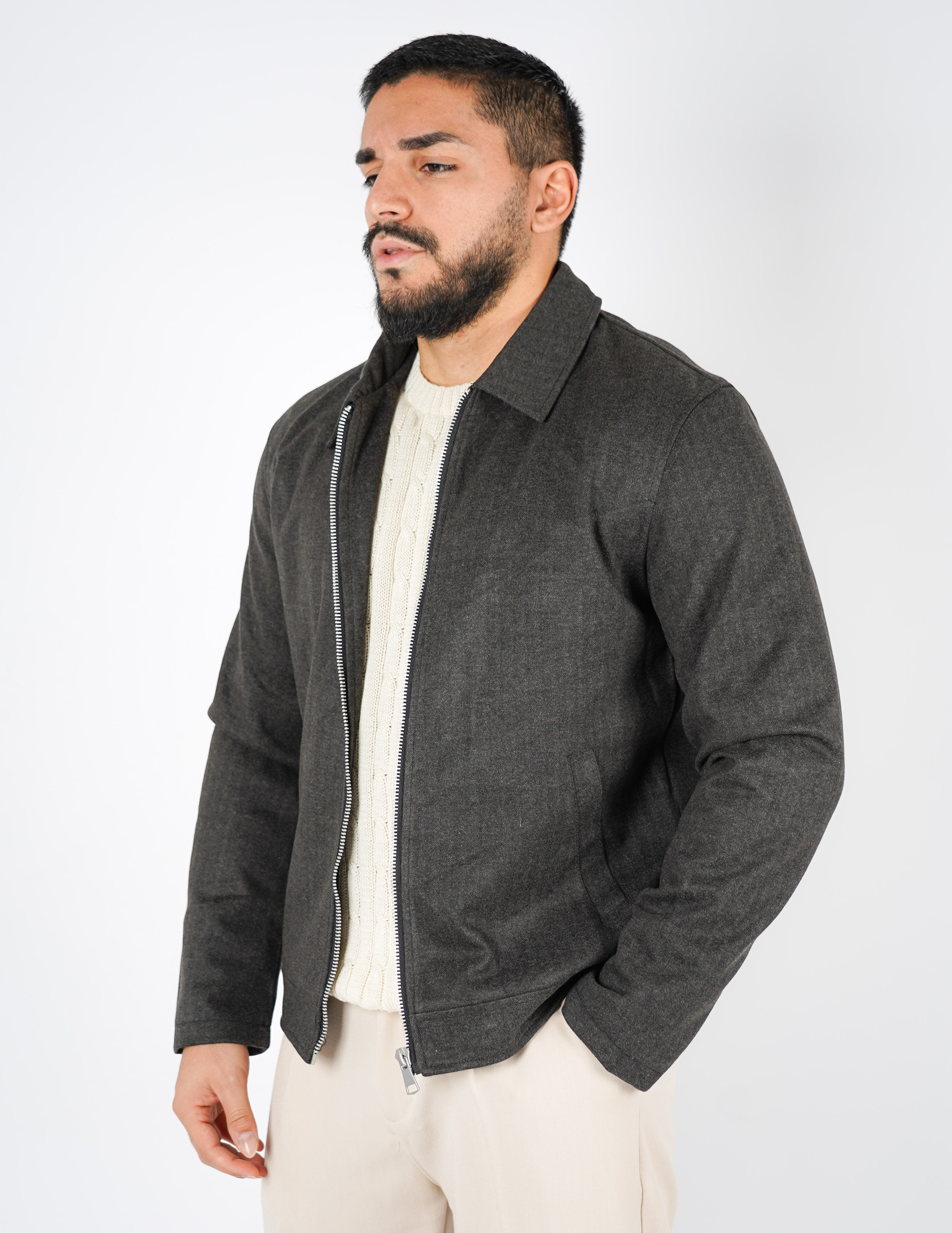 CAPPOTTINO CON COLLO TESSUTO SPIGATO