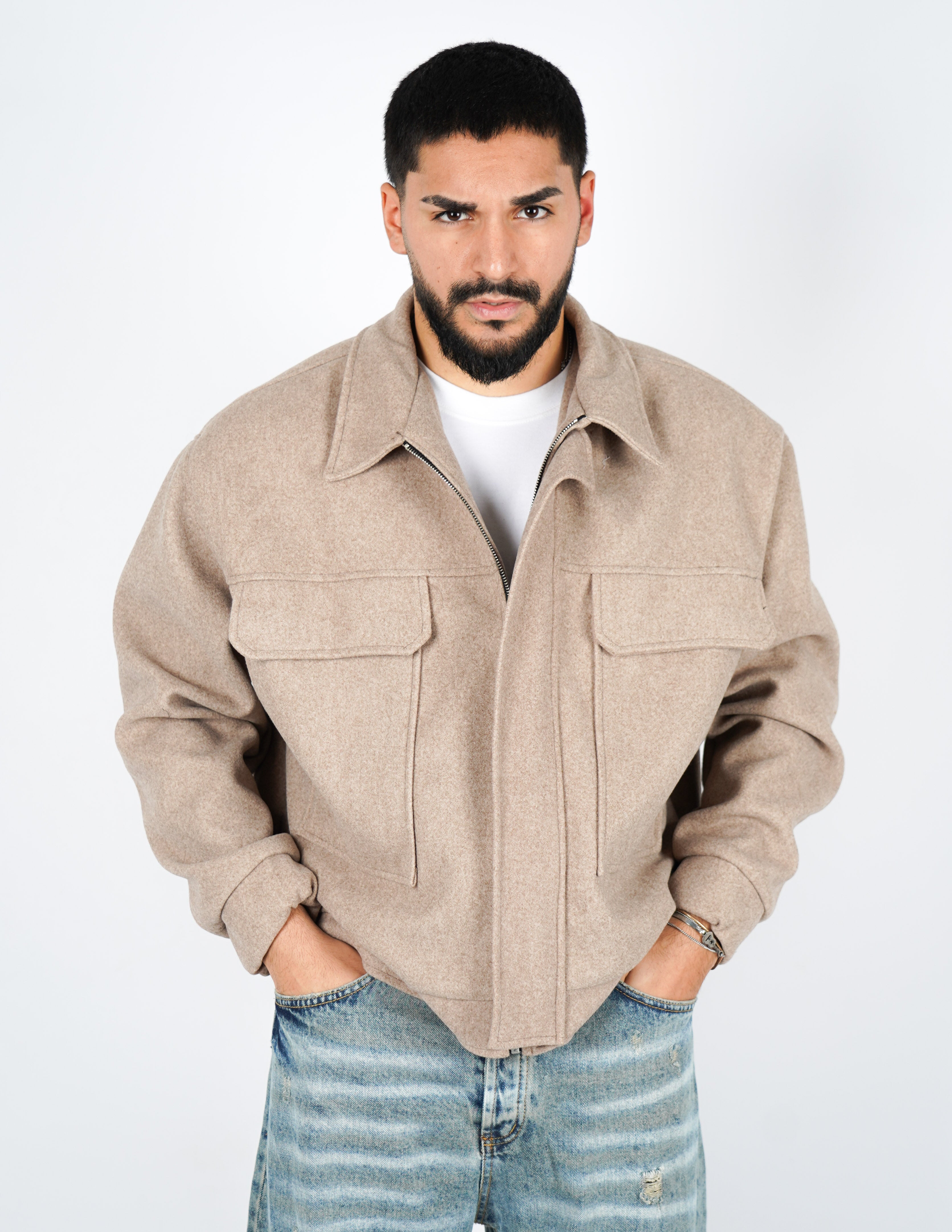 cappottino corto oversize con tasche