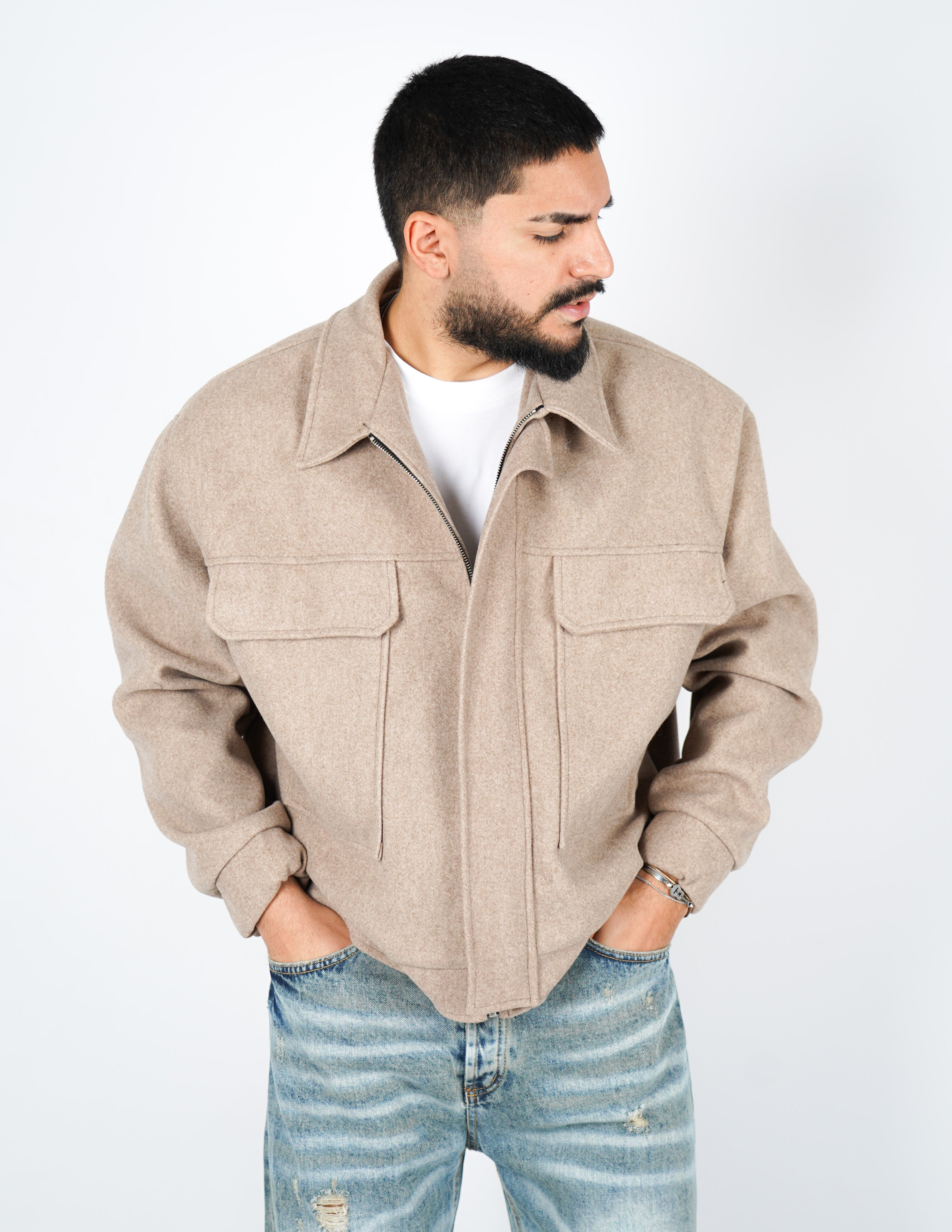 cappottino corto oversize con tasche