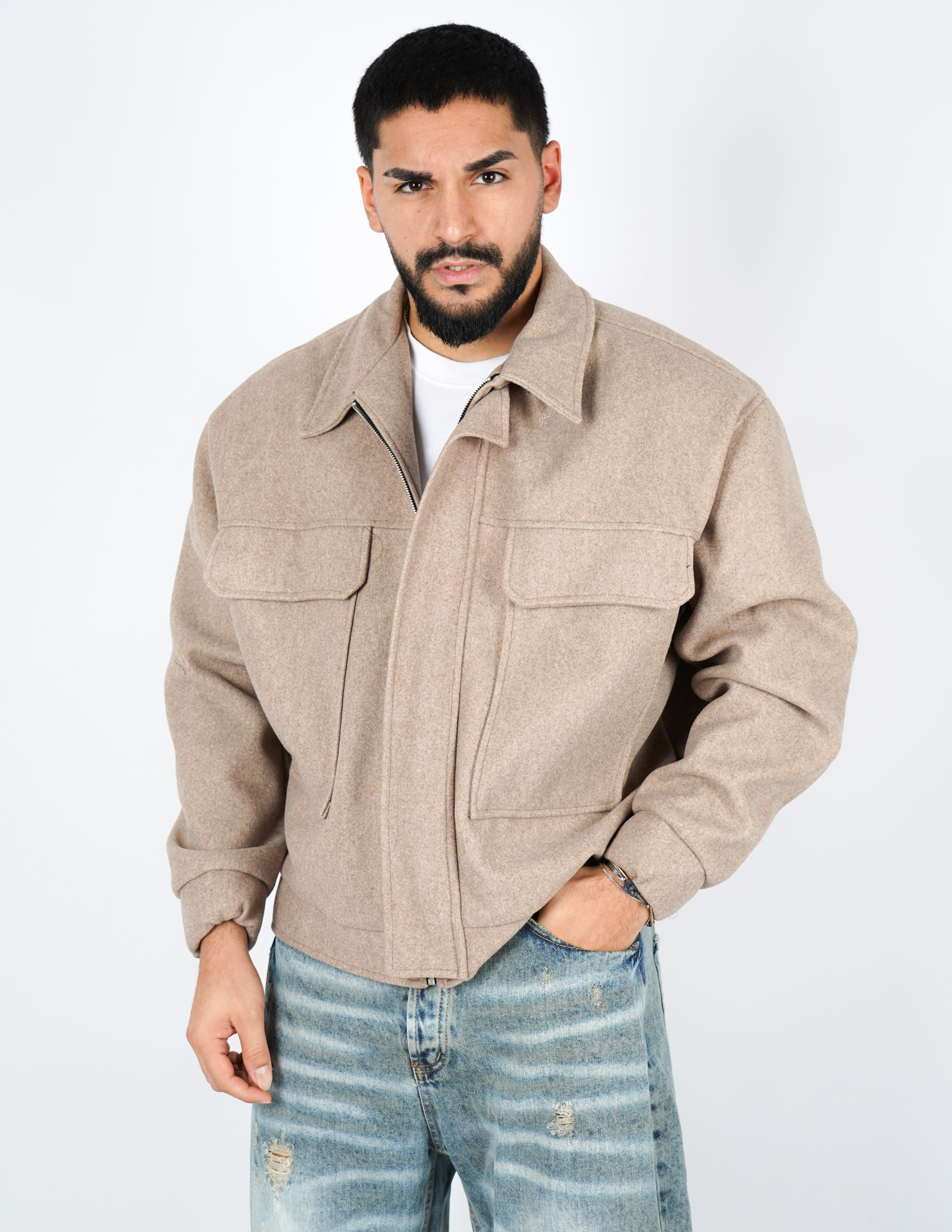 cappottino corto oversize con tasche