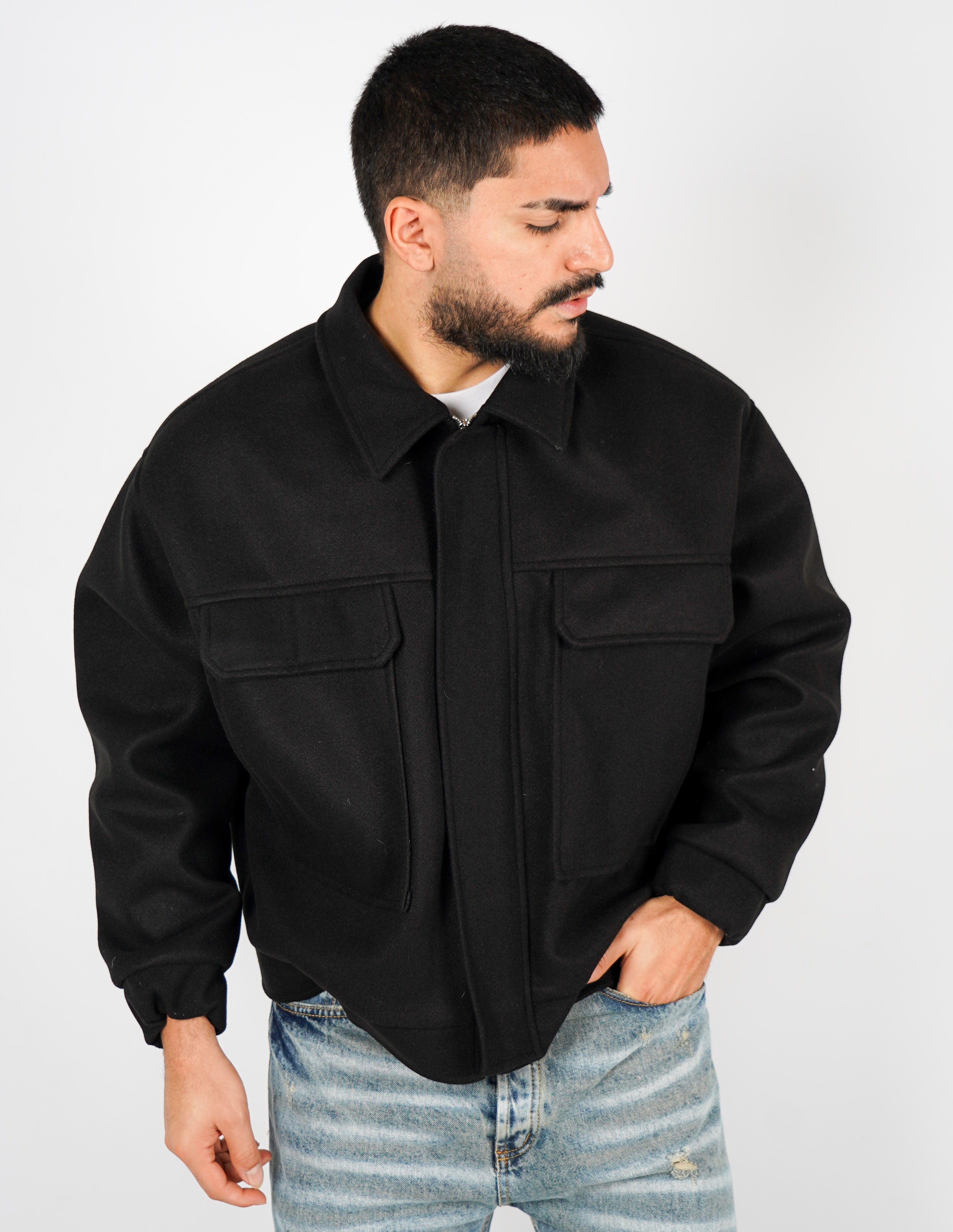 cappottino corto oversize con tasche