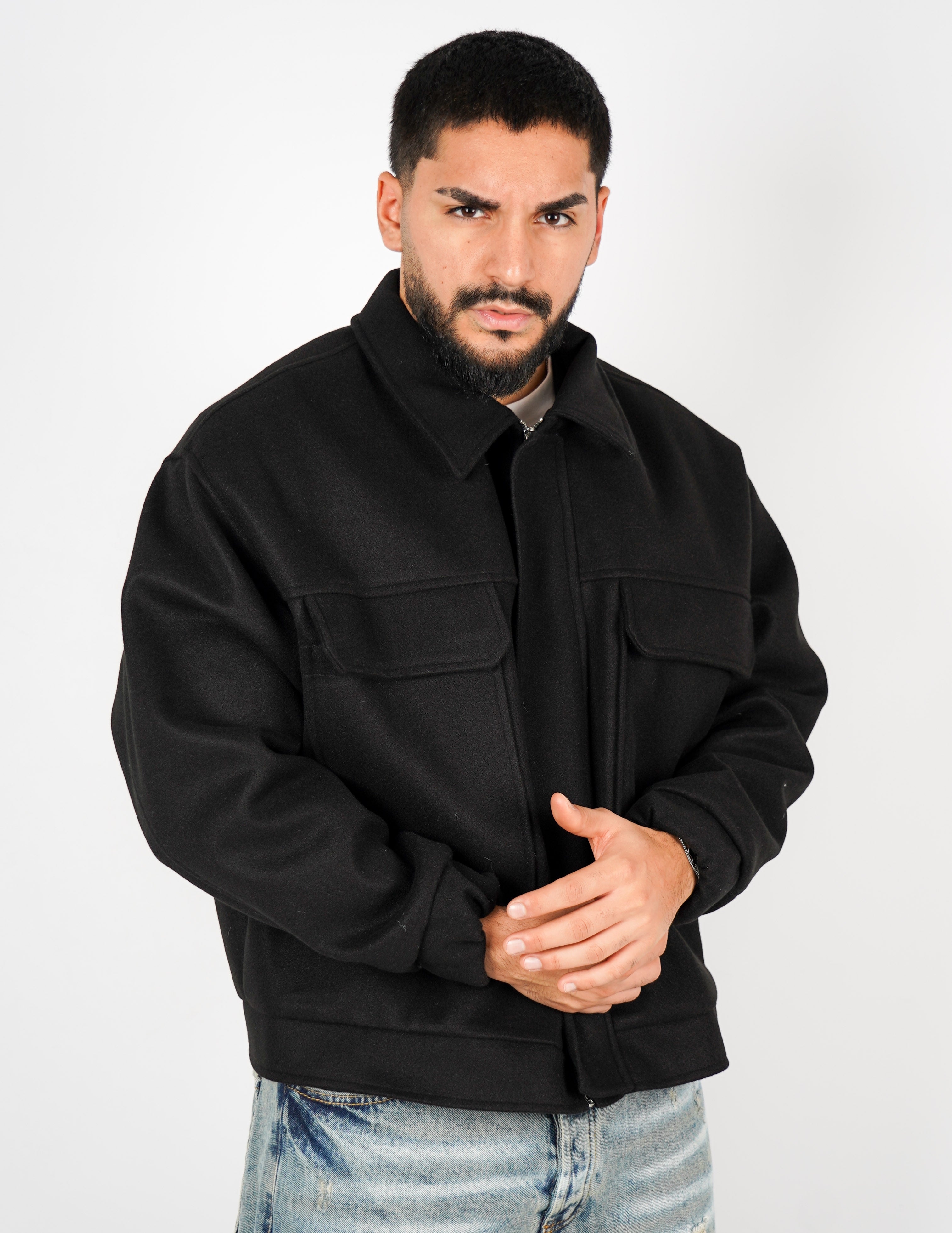 cappottino corto oversize con tasche