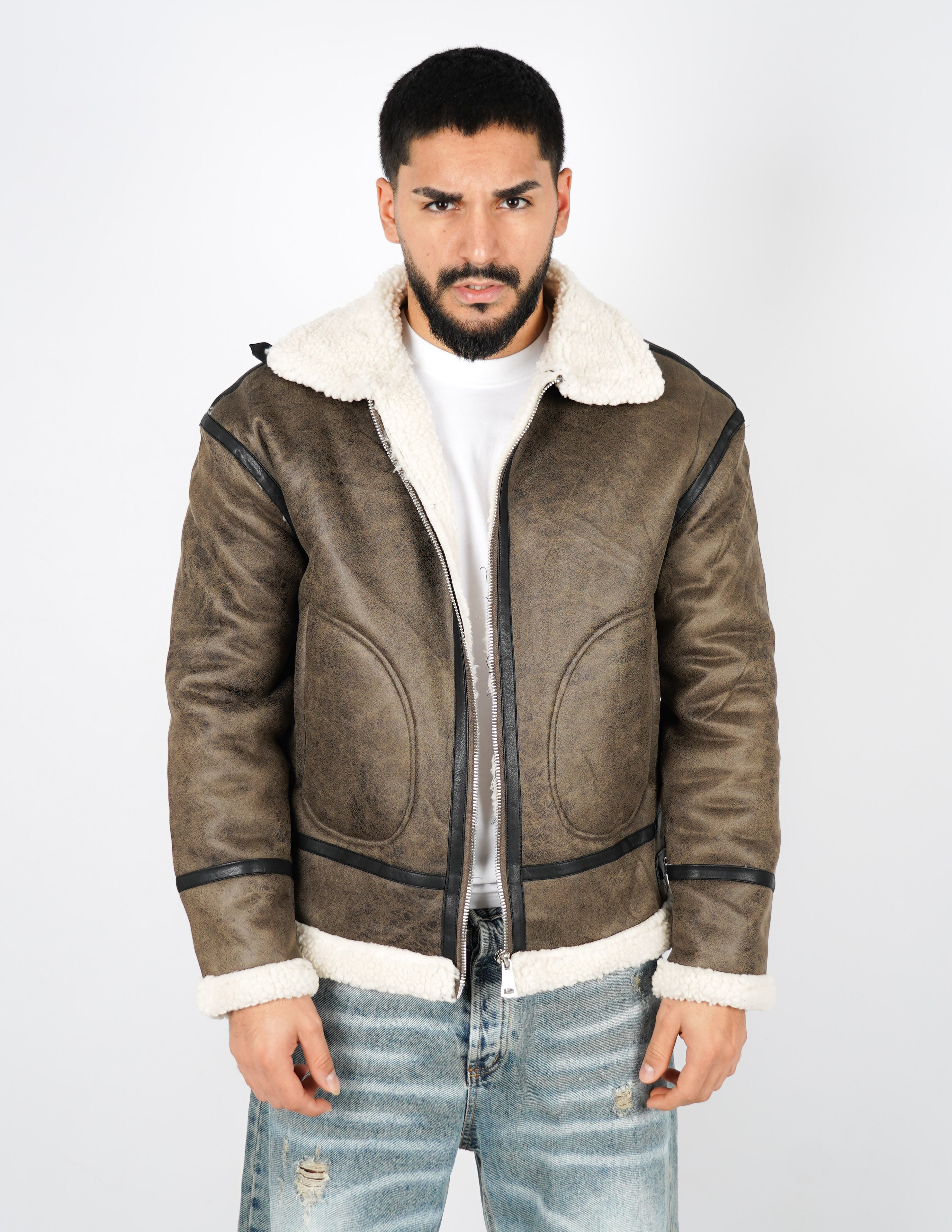 giubbino uomo combinato ecopelle