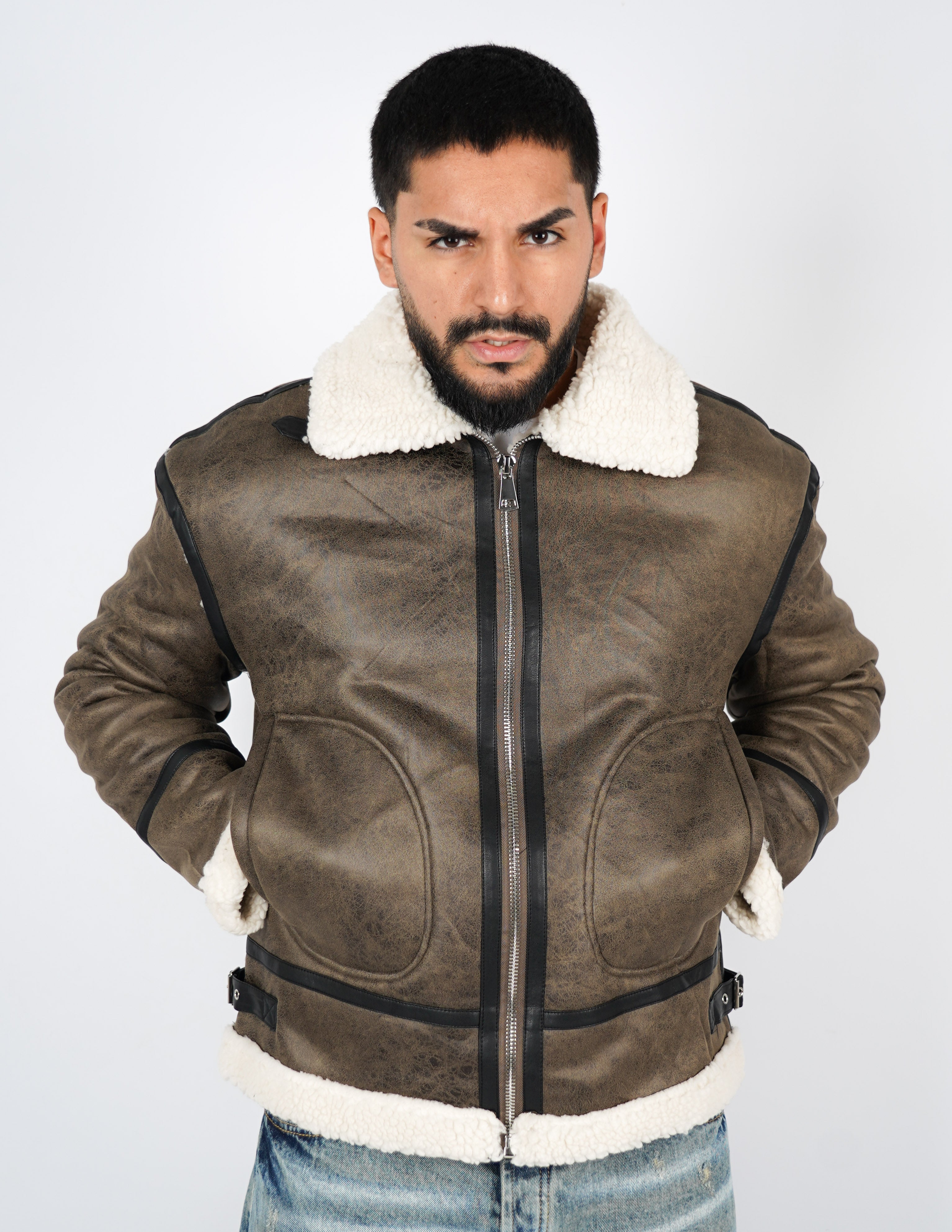 giubbino uomo combinato ecopelle