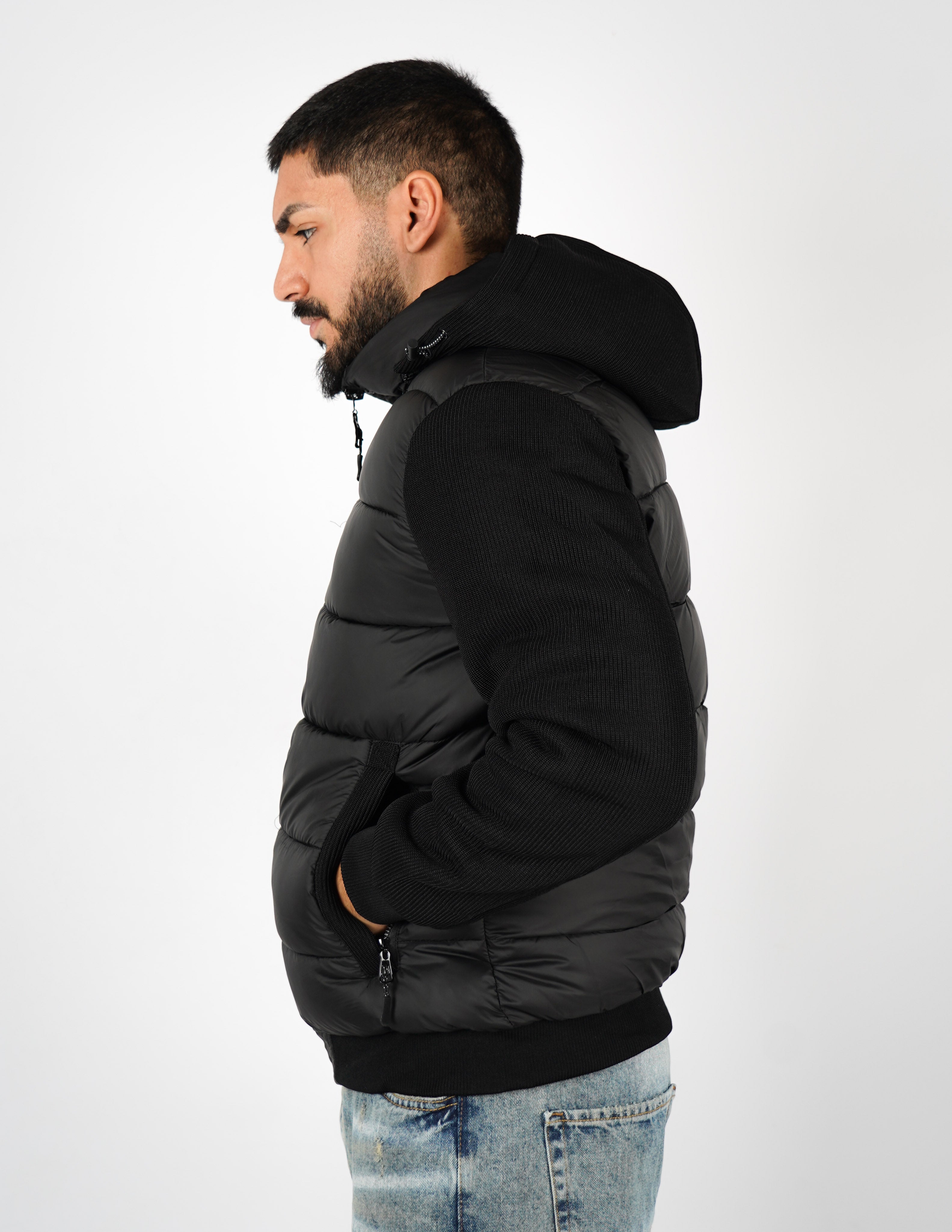 Giubbino imbottito con maniche in maglia