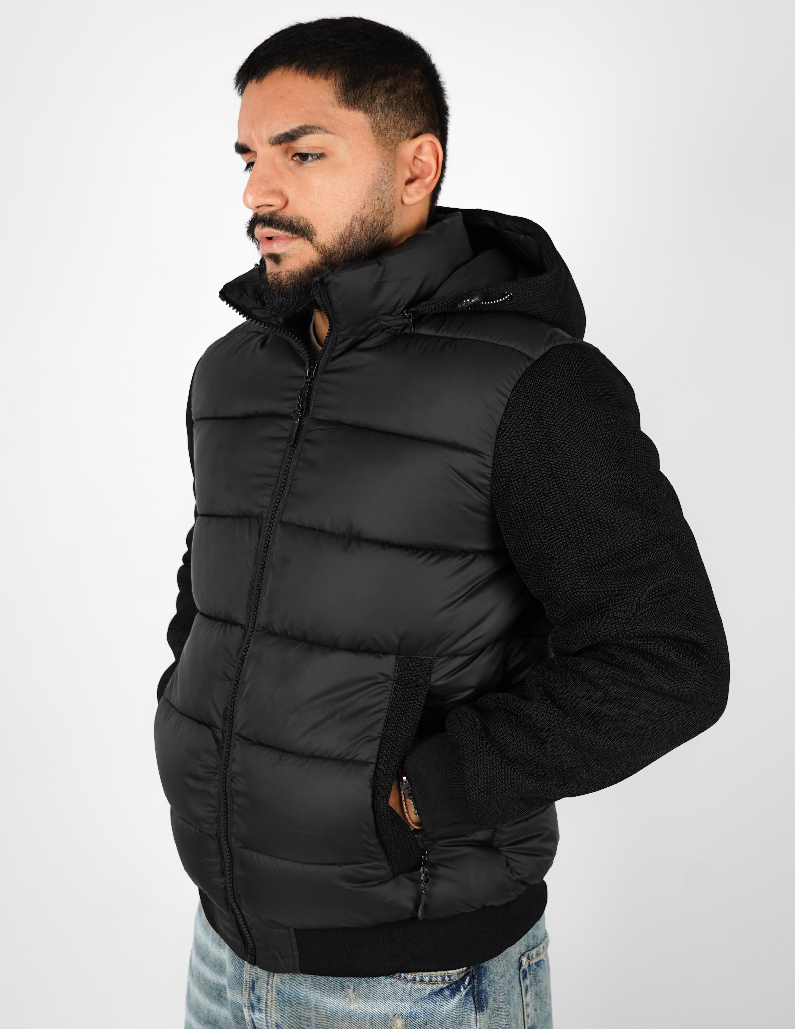 Giubbino imbottito con maniche in maglia