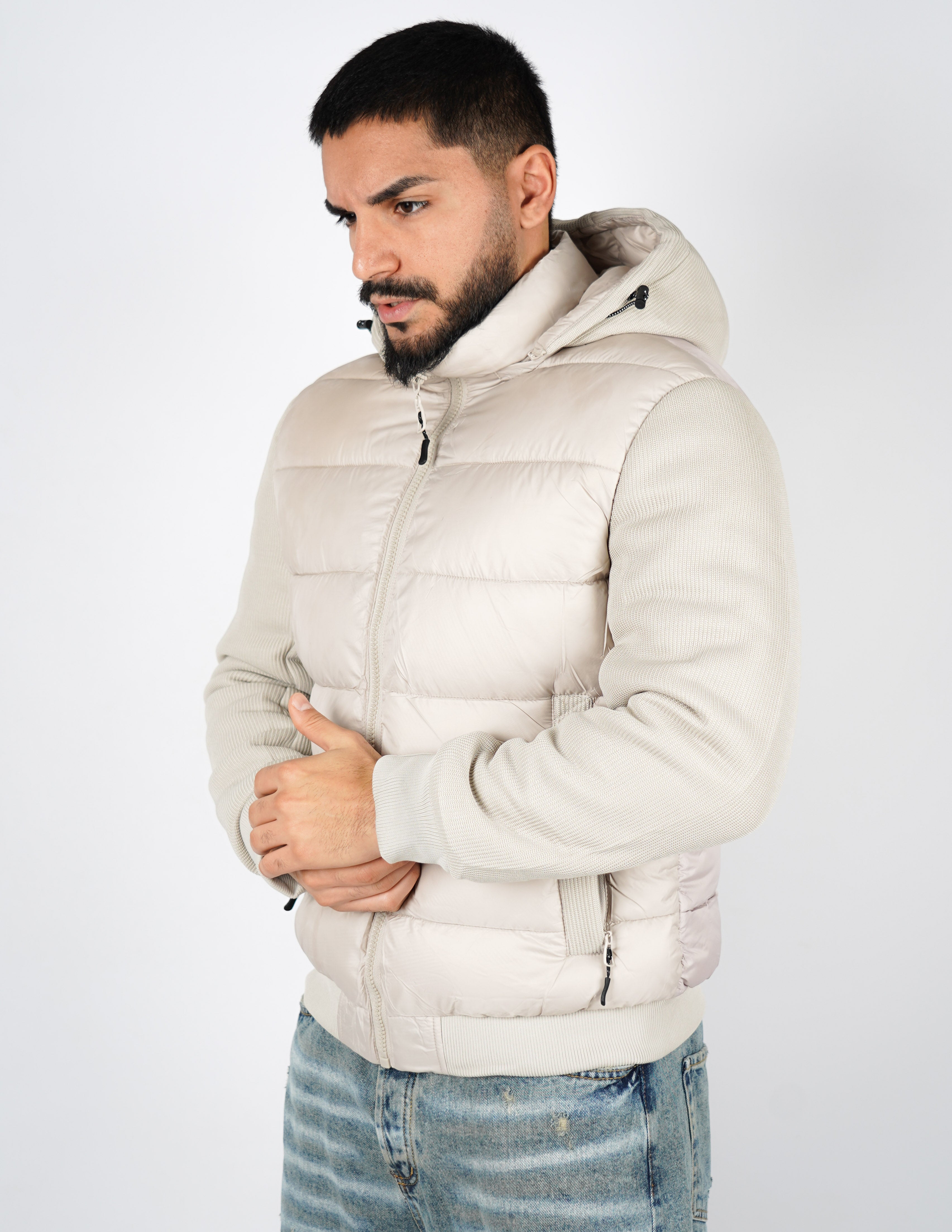 Giubbino imbottito con maniche in maglia