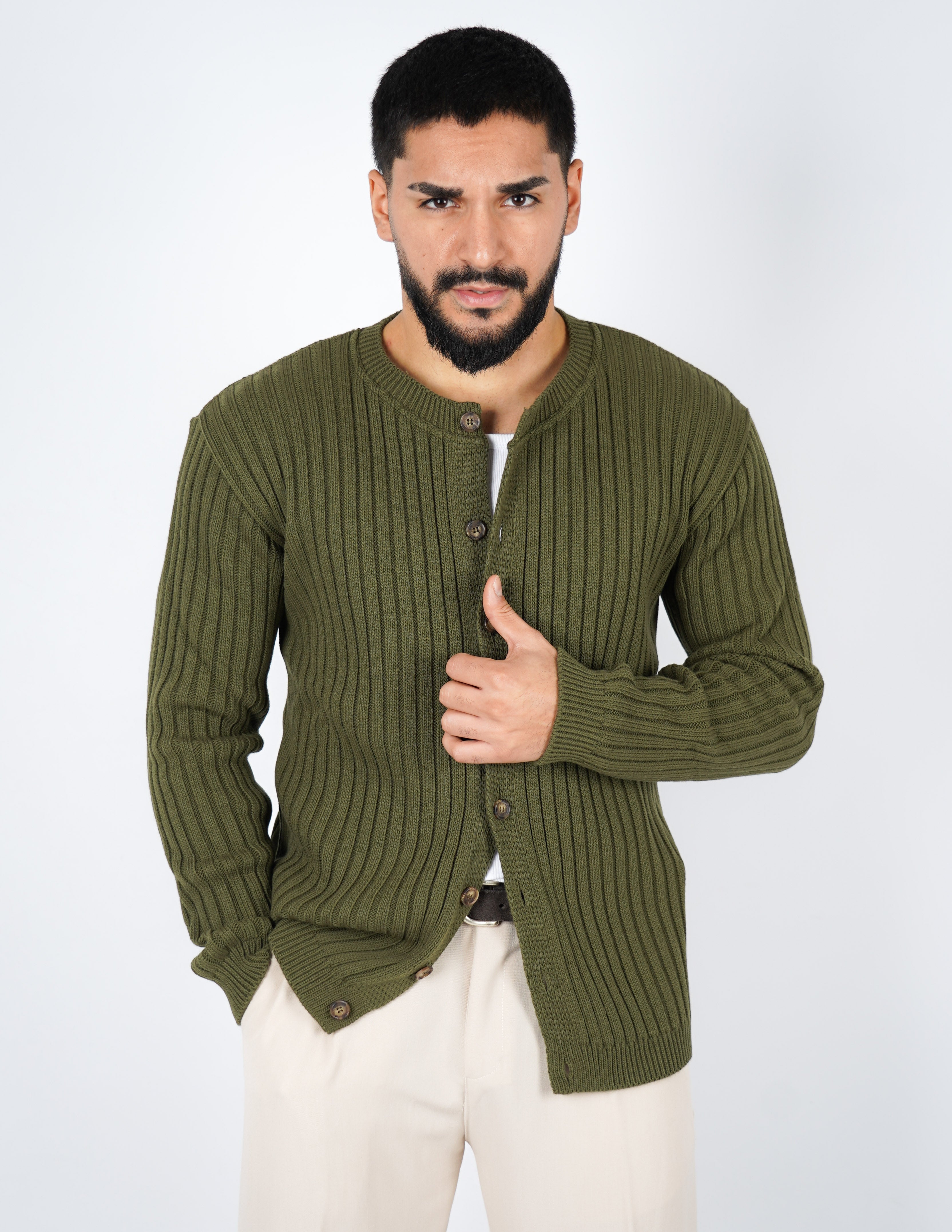 cardigan con bottoni a coste
