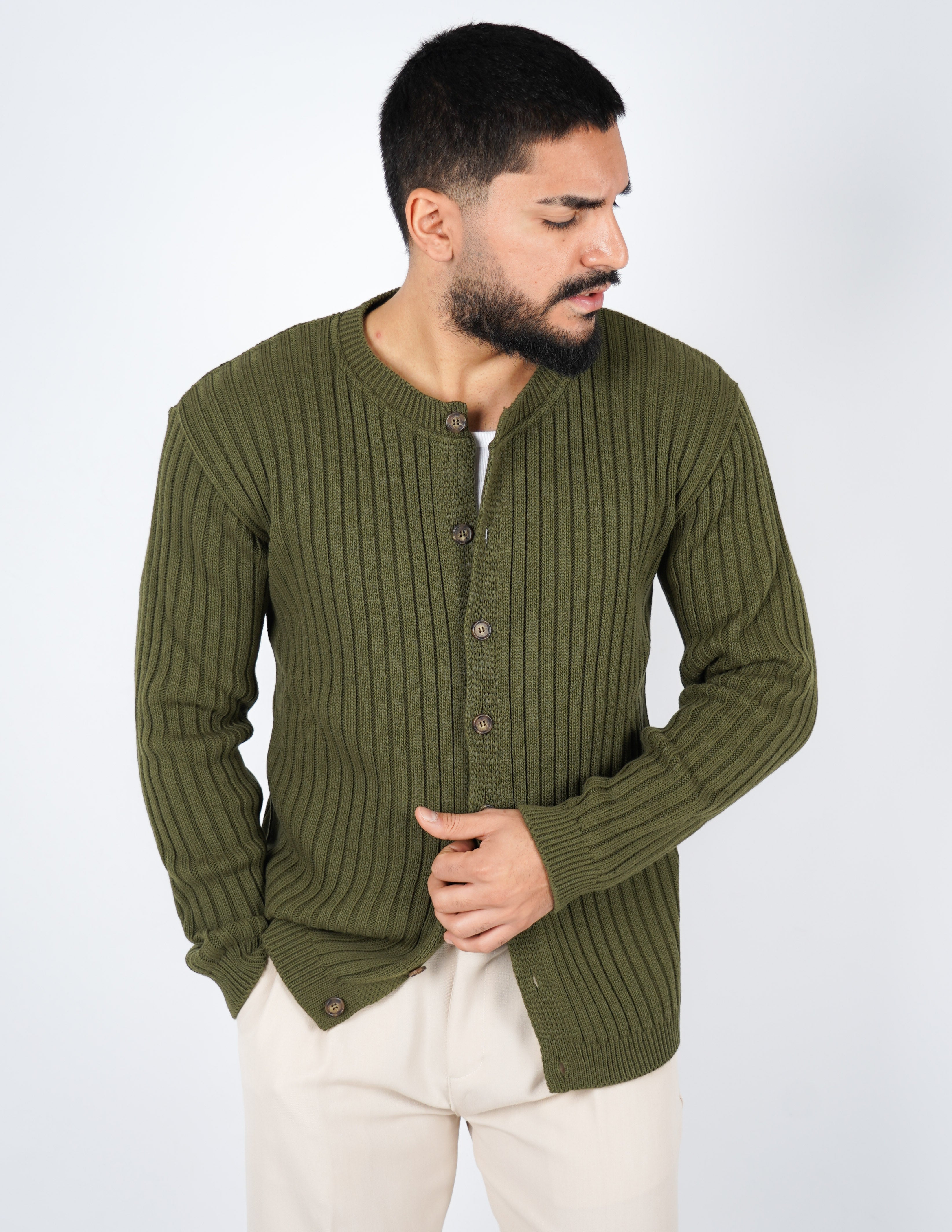 cardigan con bottoni a coste