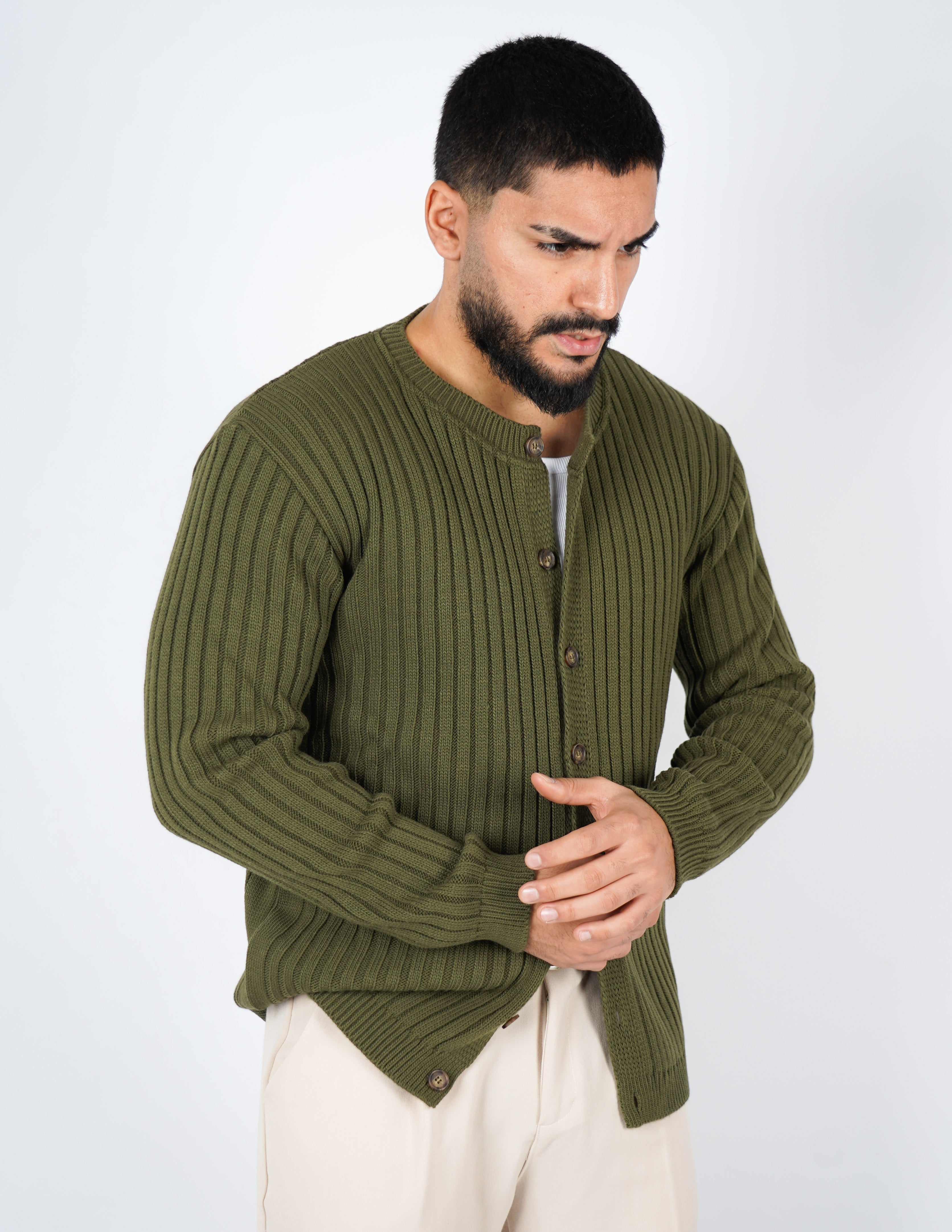 cardigan con bottoni a coste