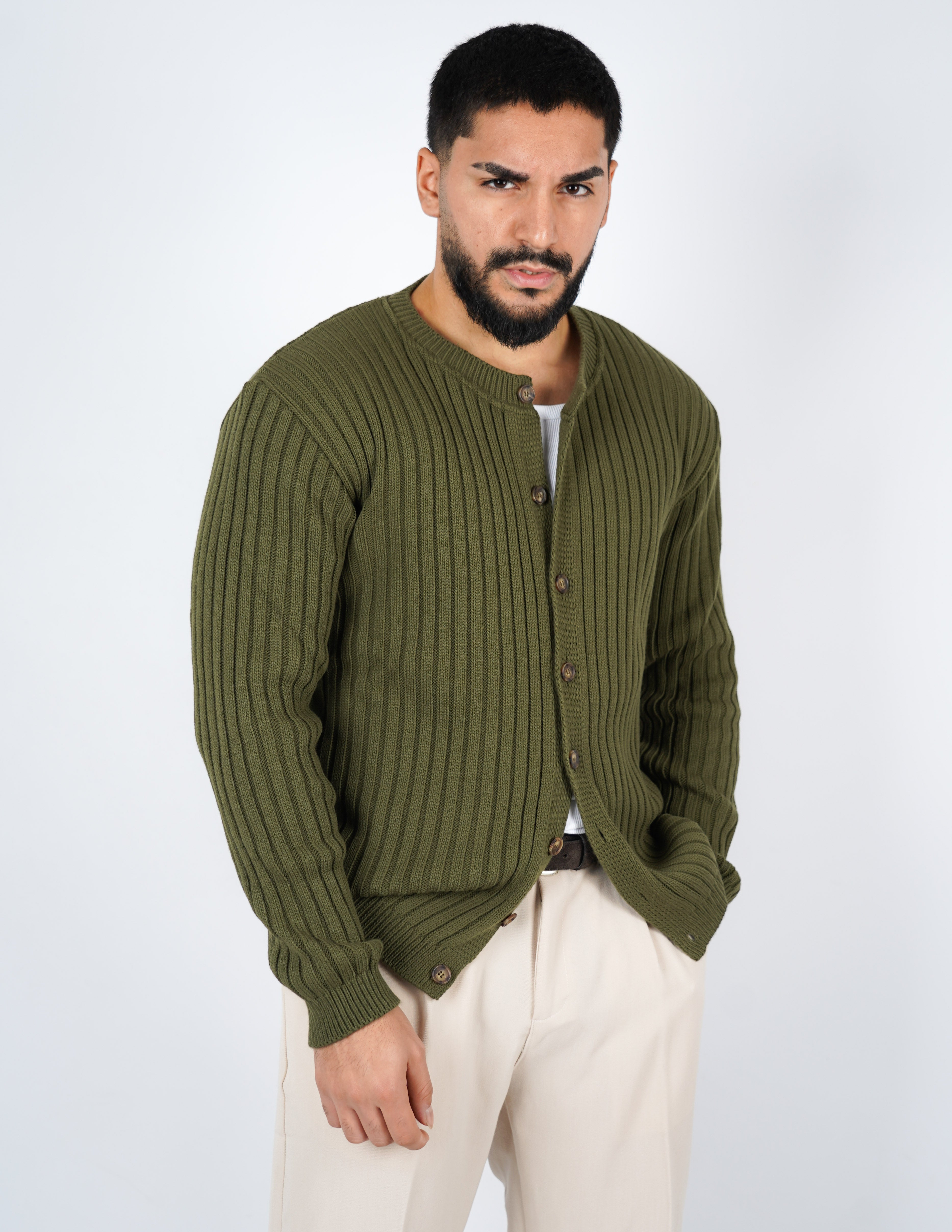 cardigan con bottoni a coste