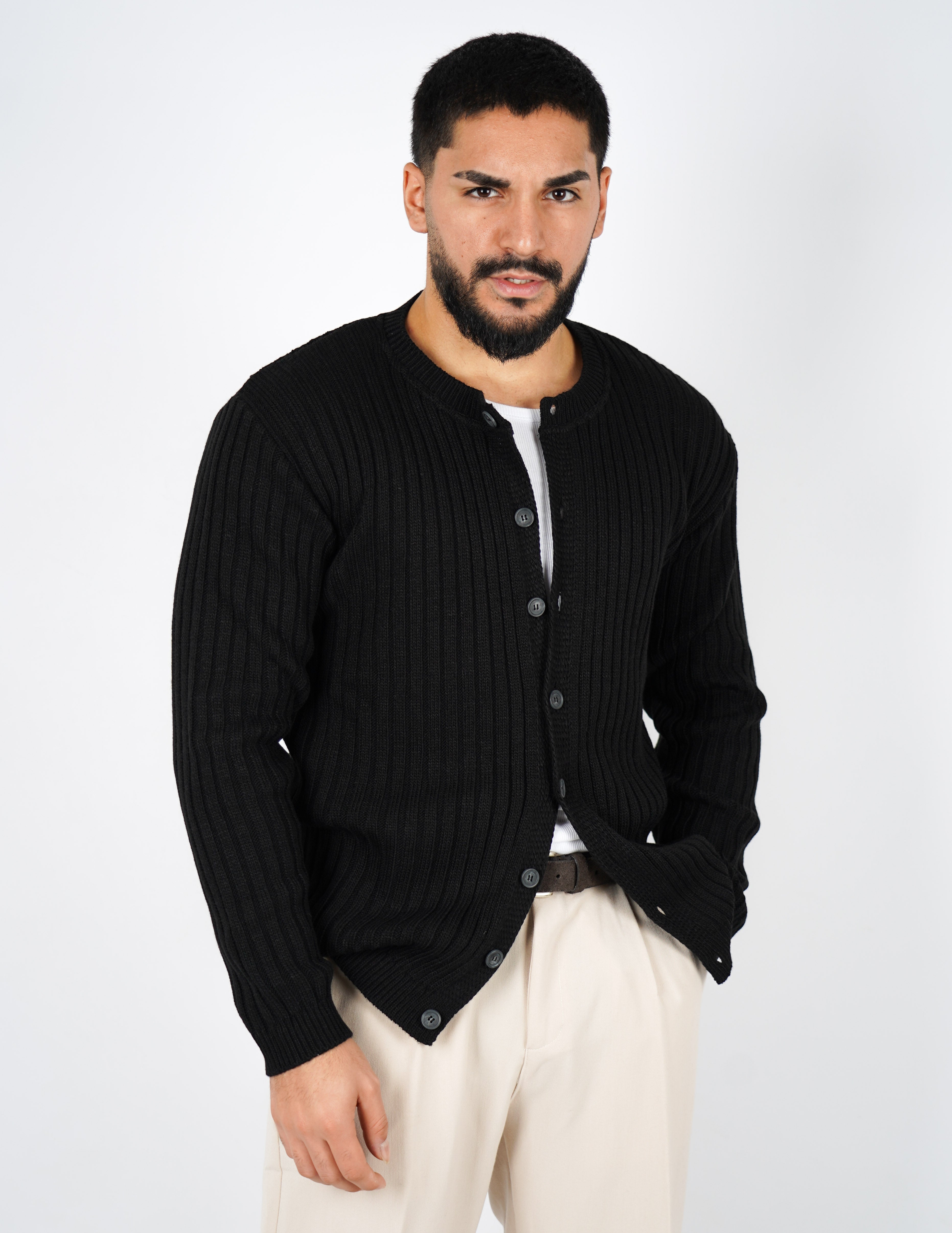 cardigan con bottoni a coste