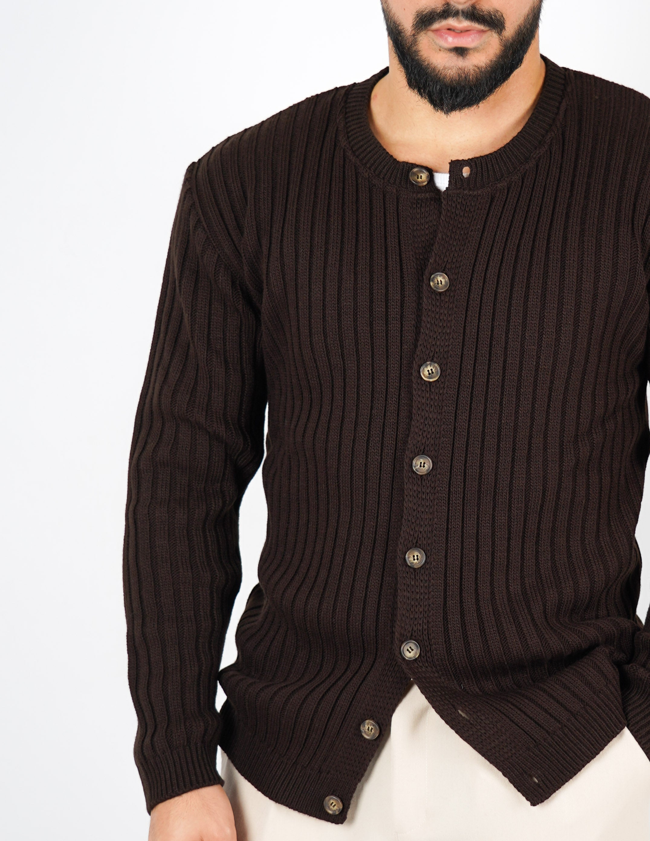 cardigan con bottoni a coste