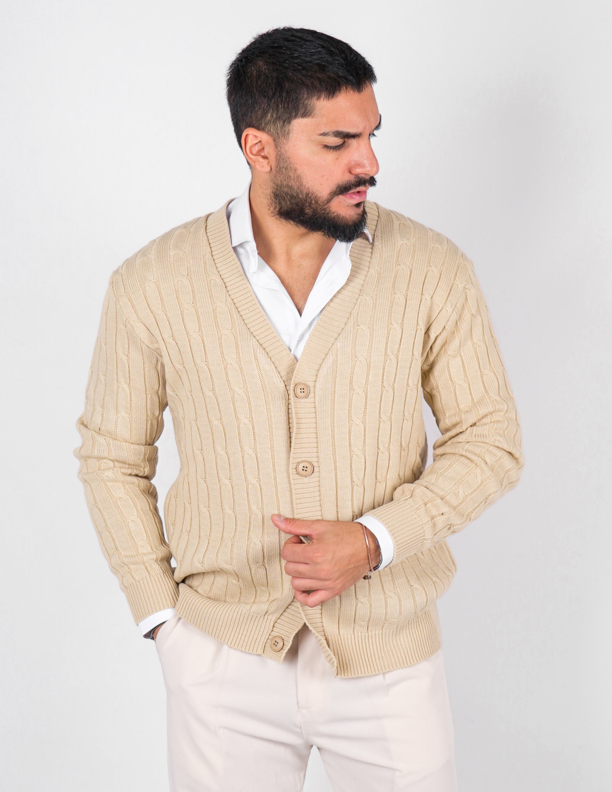 Cardigan strutturato a treccia
