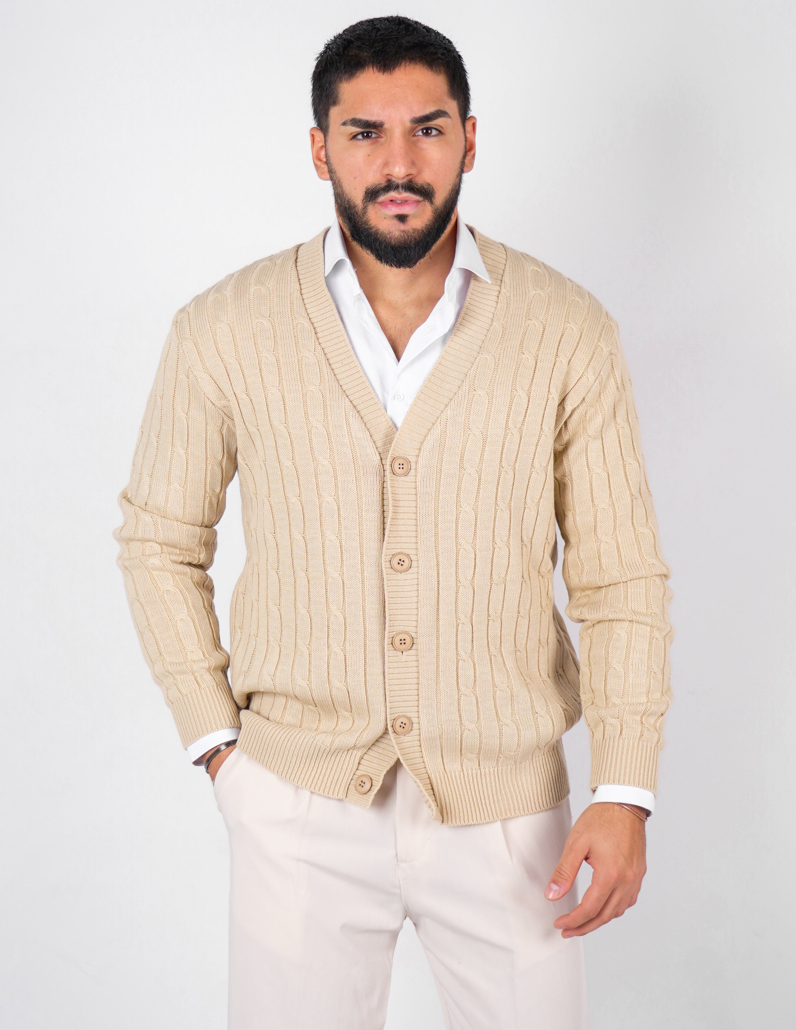 Cardigan strutturato a treccia