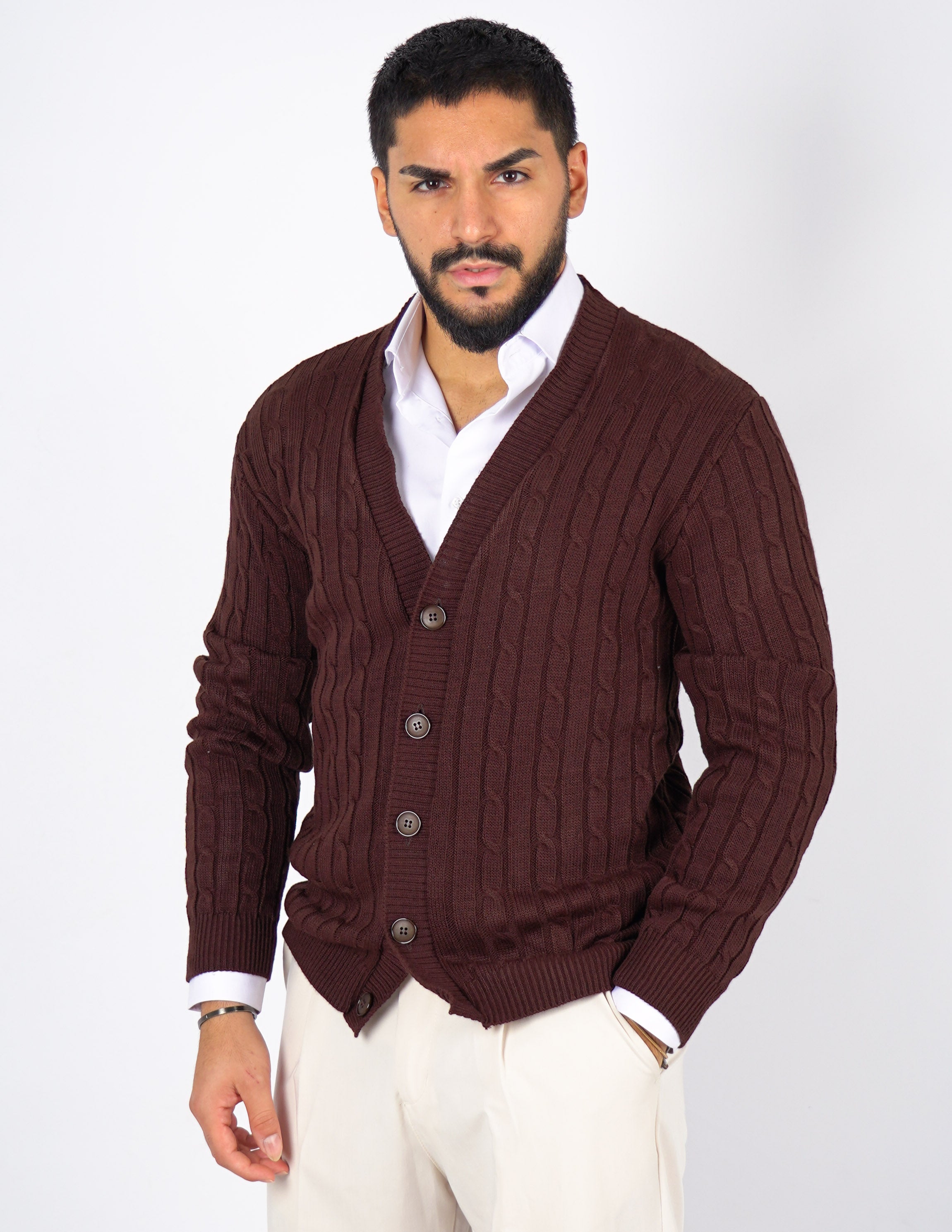 Cardigan strutturato a treccia