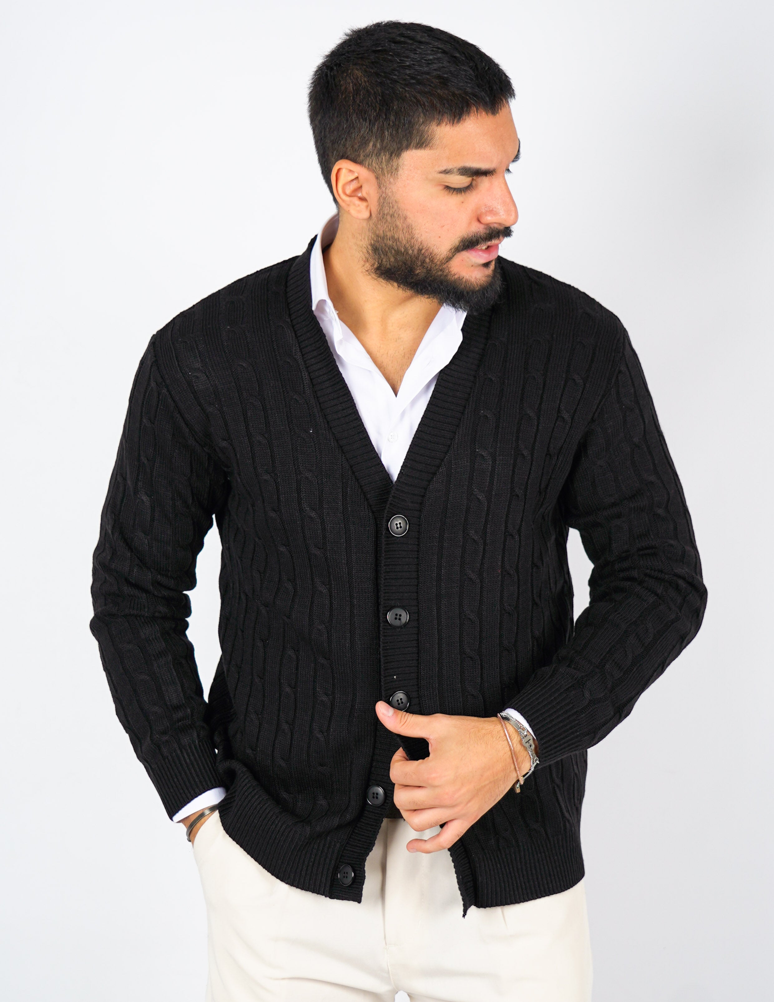 Cardigan strutturato a treccia