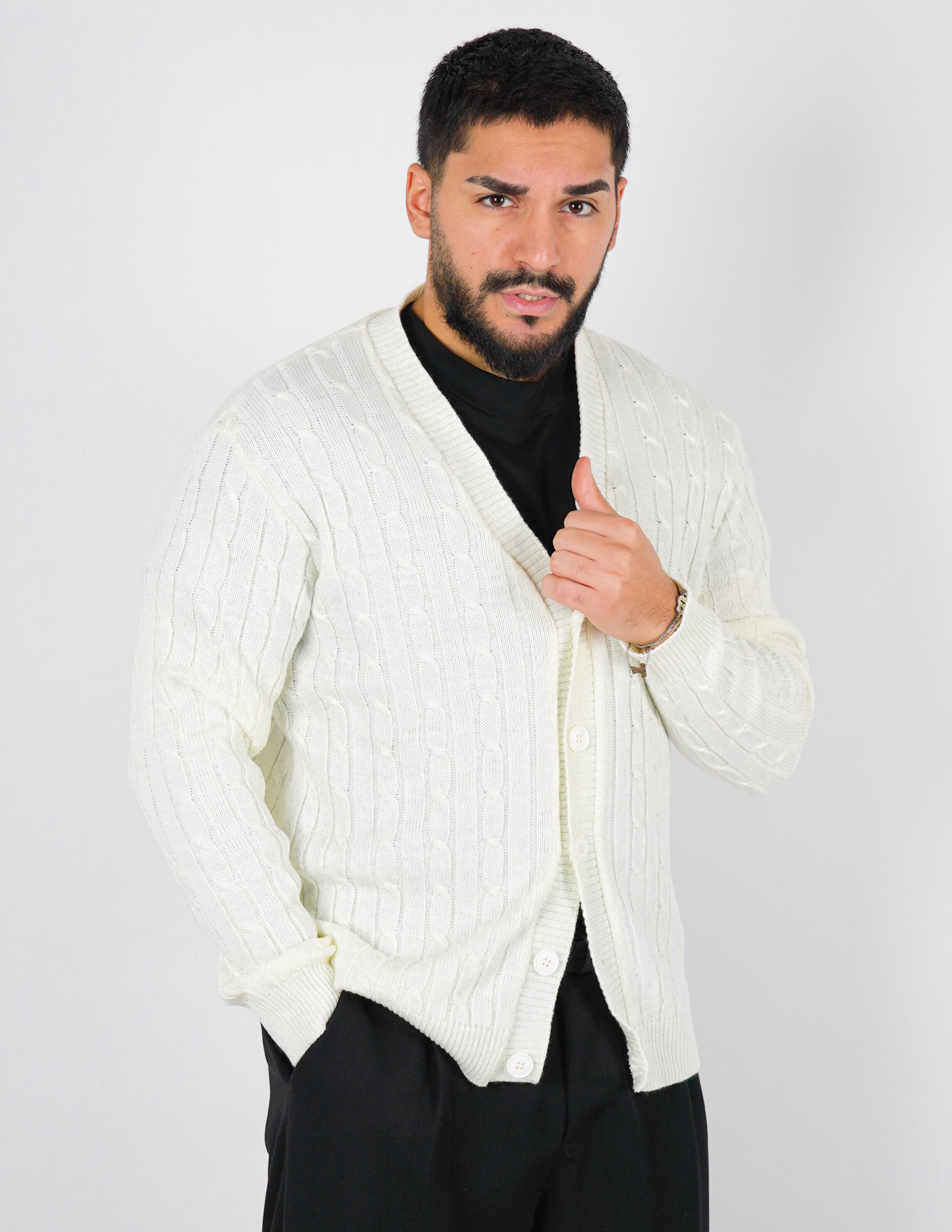 Cardigan strutturato a treccia