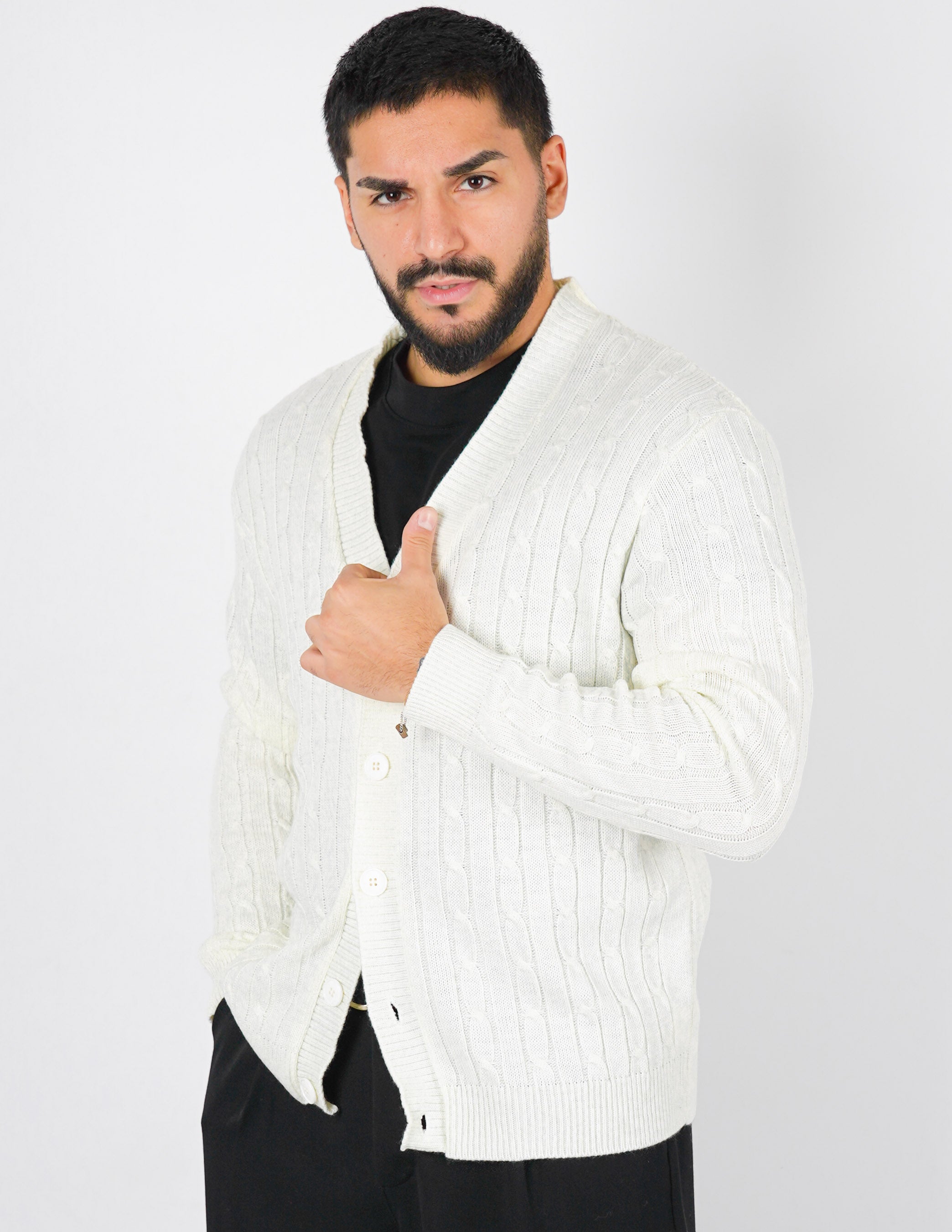 Cardigan strutturato a treccia