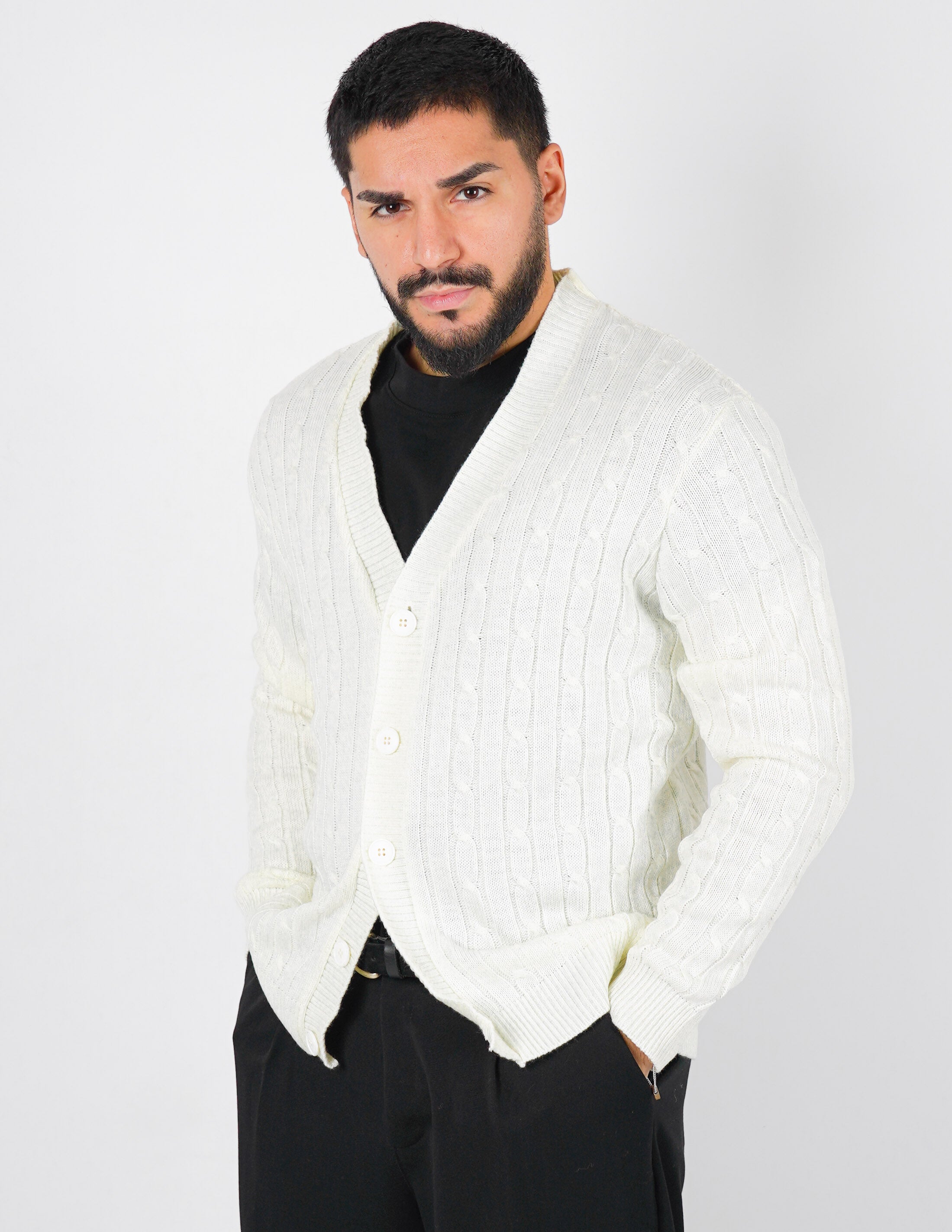 Cardigan strutturato a treccia