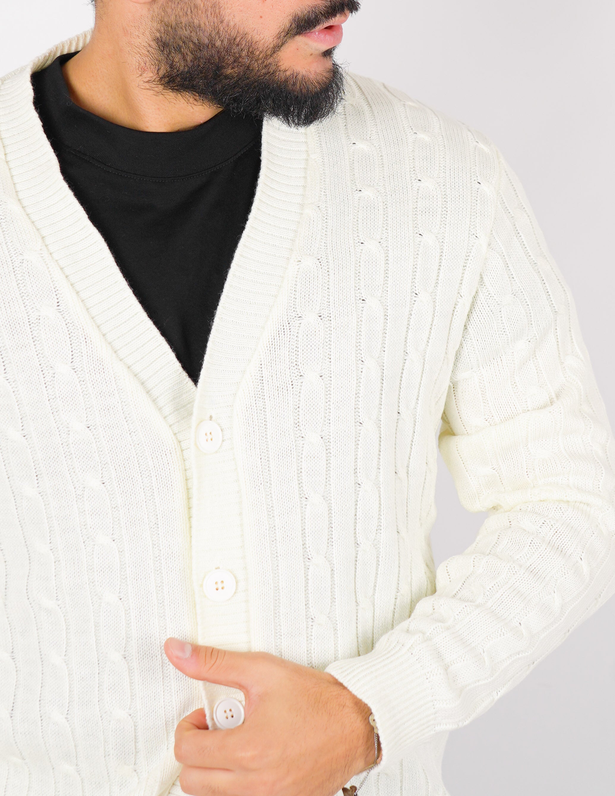 Cardigan strutturato a treccia