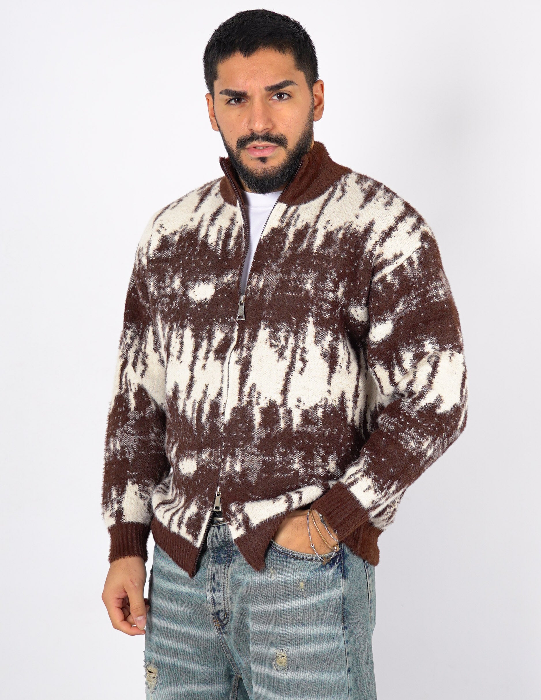 CARDIGAN CON DOPPIA ZIP A FANTASIA