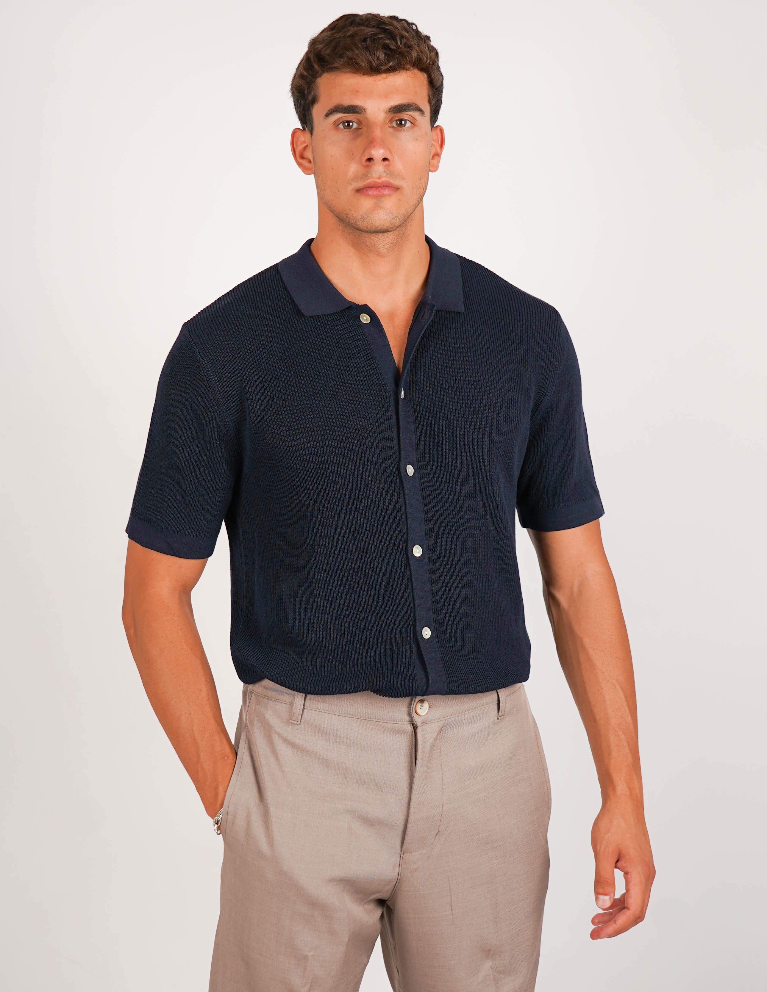 CAMICIA IN MAGLIA CON COLLO POLO
