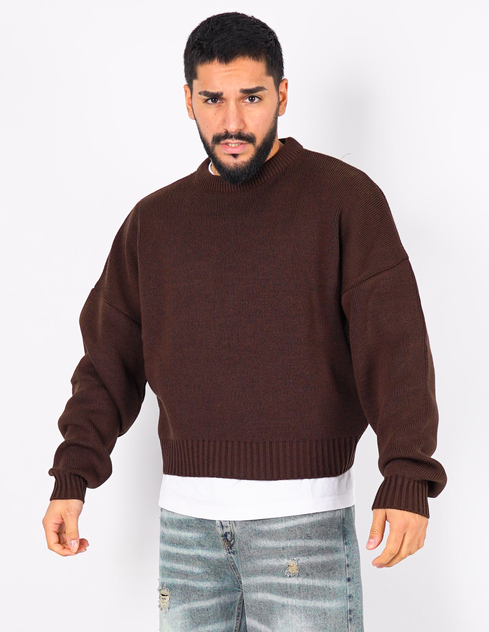 Maglione crop in lana