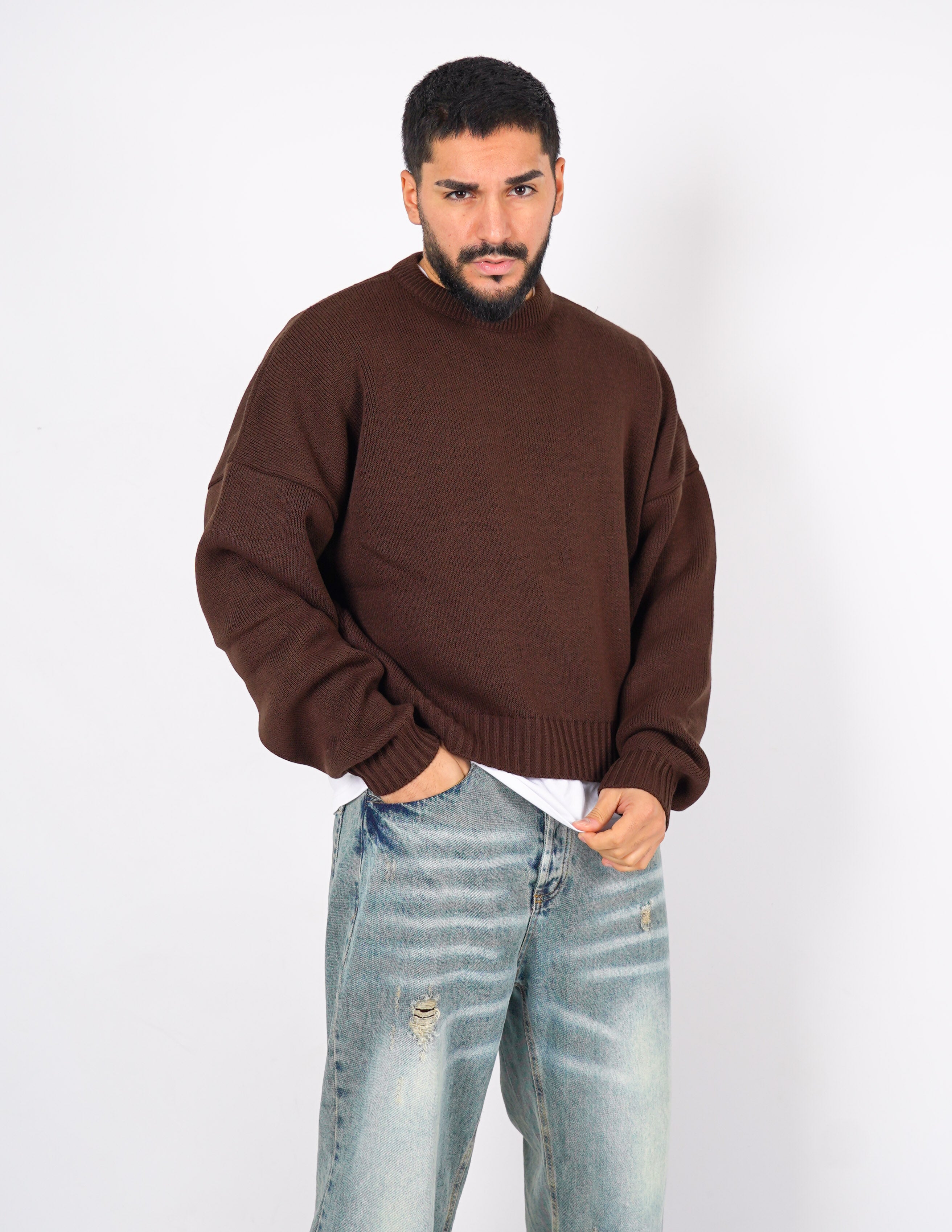 Maglione crop in lana