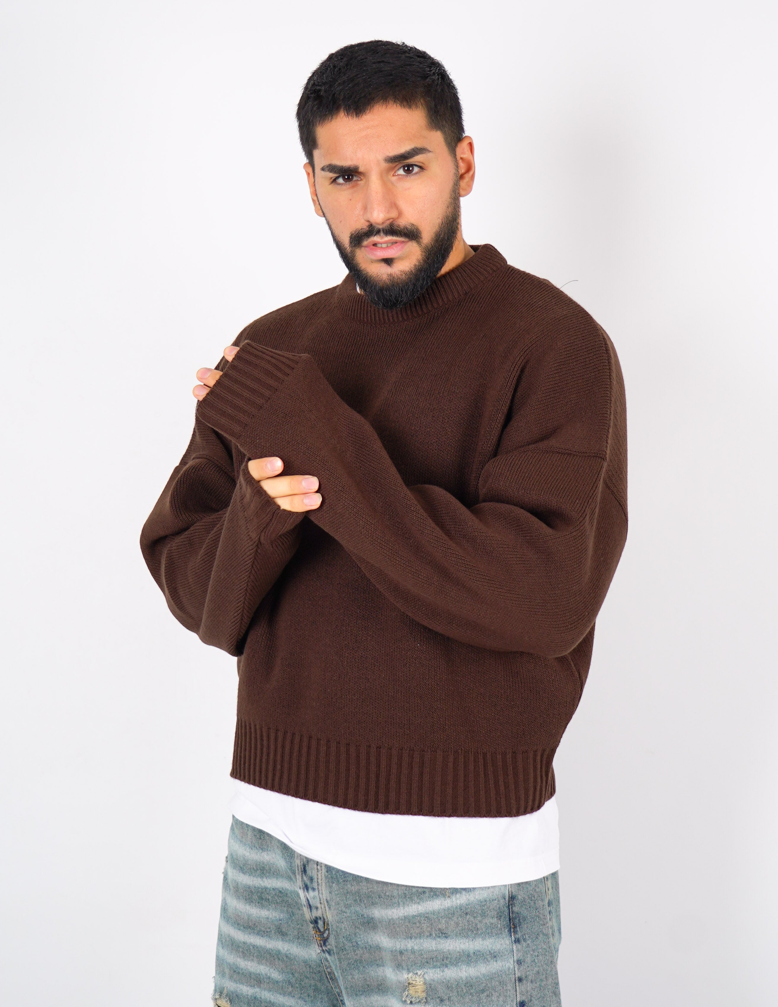 Maglione crop in lana