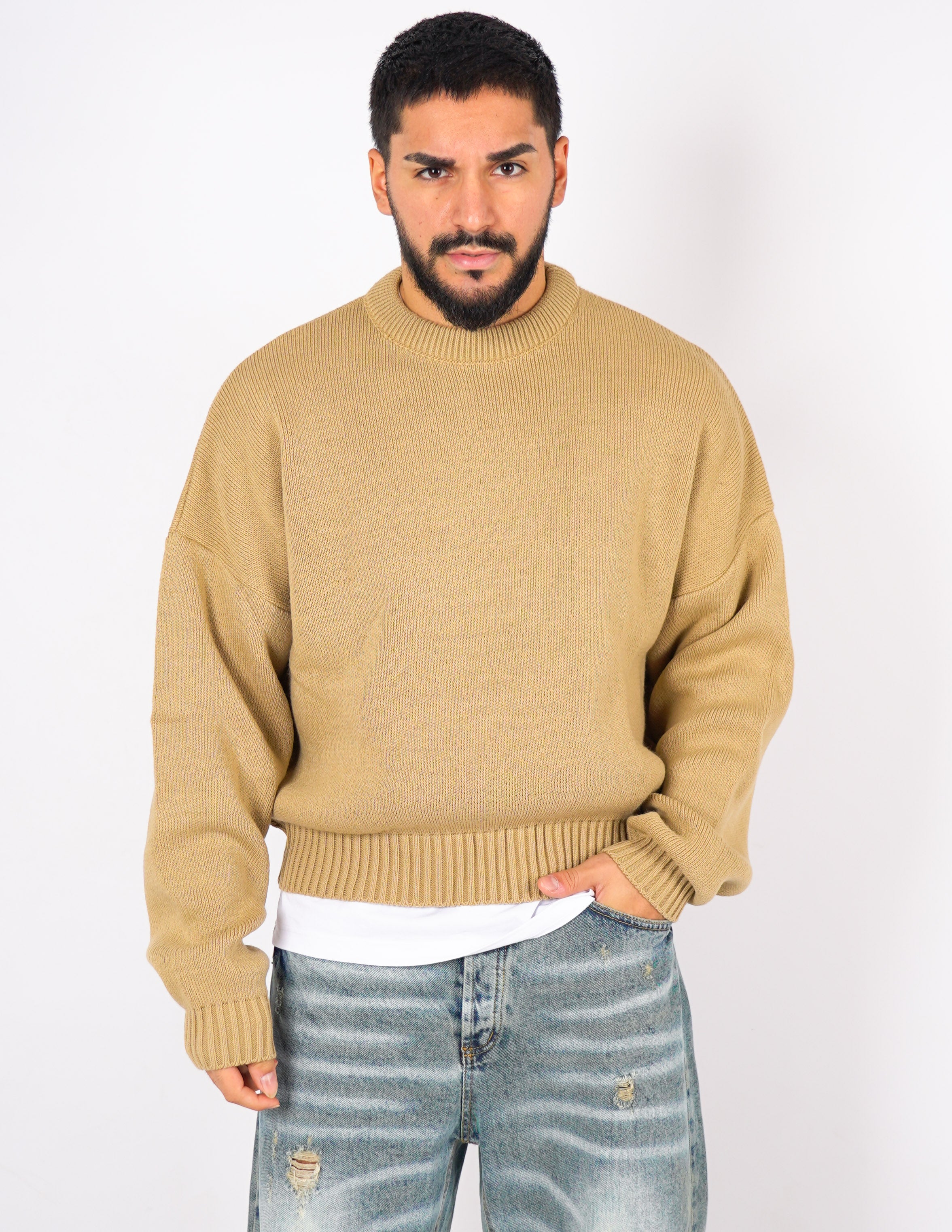 Maglione crop in lana