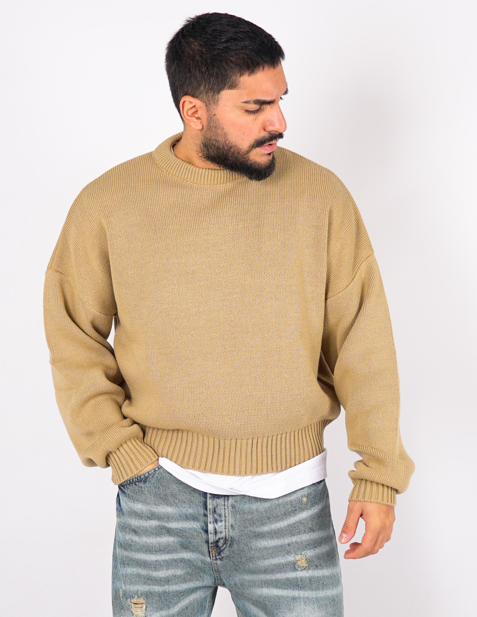 Maglione crop in lana