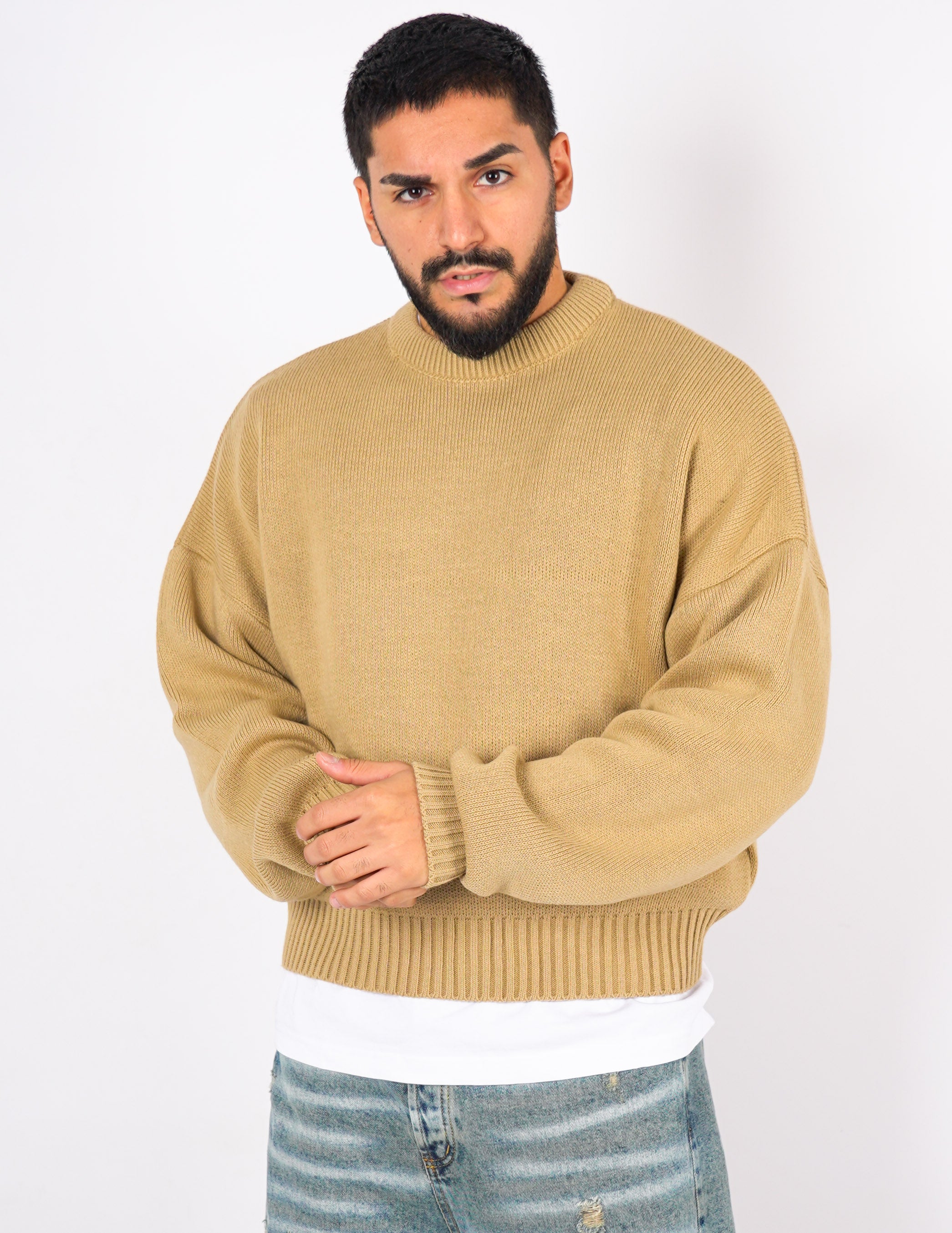 Maglione crop in lana